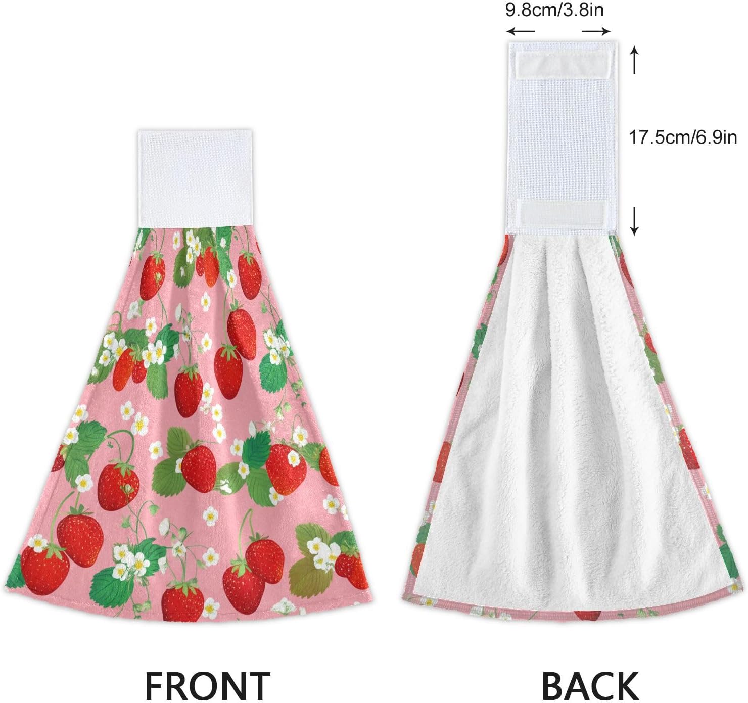 Cute Strawberry Pink Kitchen Hand Towels Set of 2