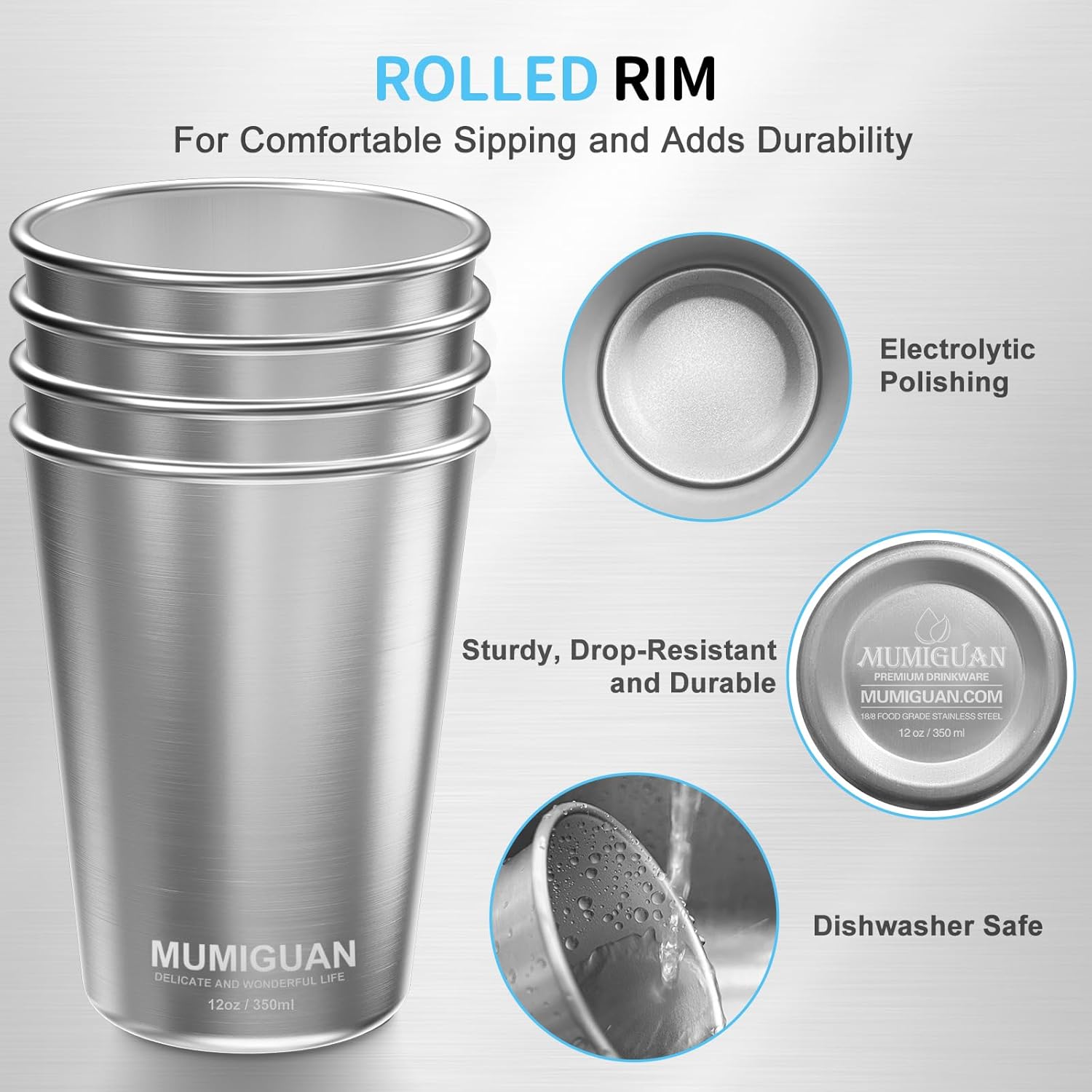 Stackable BPA-Free Stainless Steel Cups