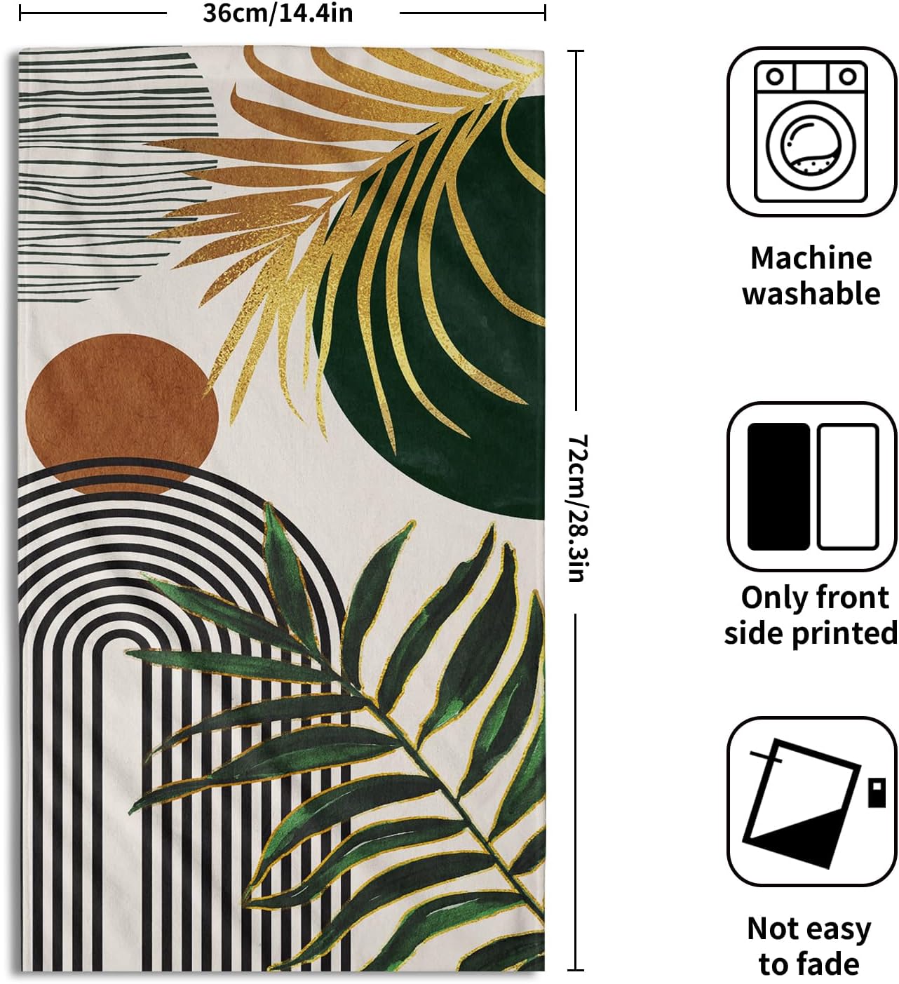 Giwawa Boho Leaves Hand Towels Set of 2 Soft Kitchen Dish Towels