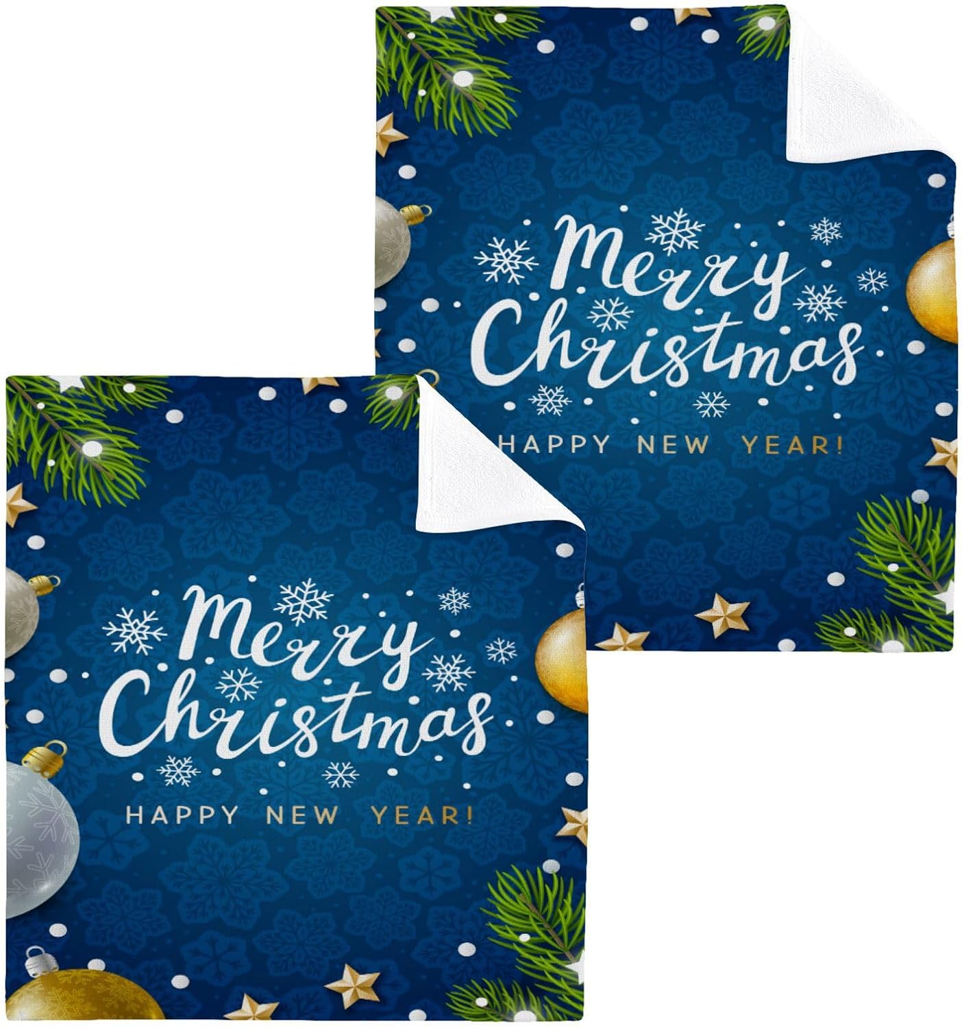Merry Christmas Blue Yettasa Bins Soft Reusable Washcloth Set for Baby Faces