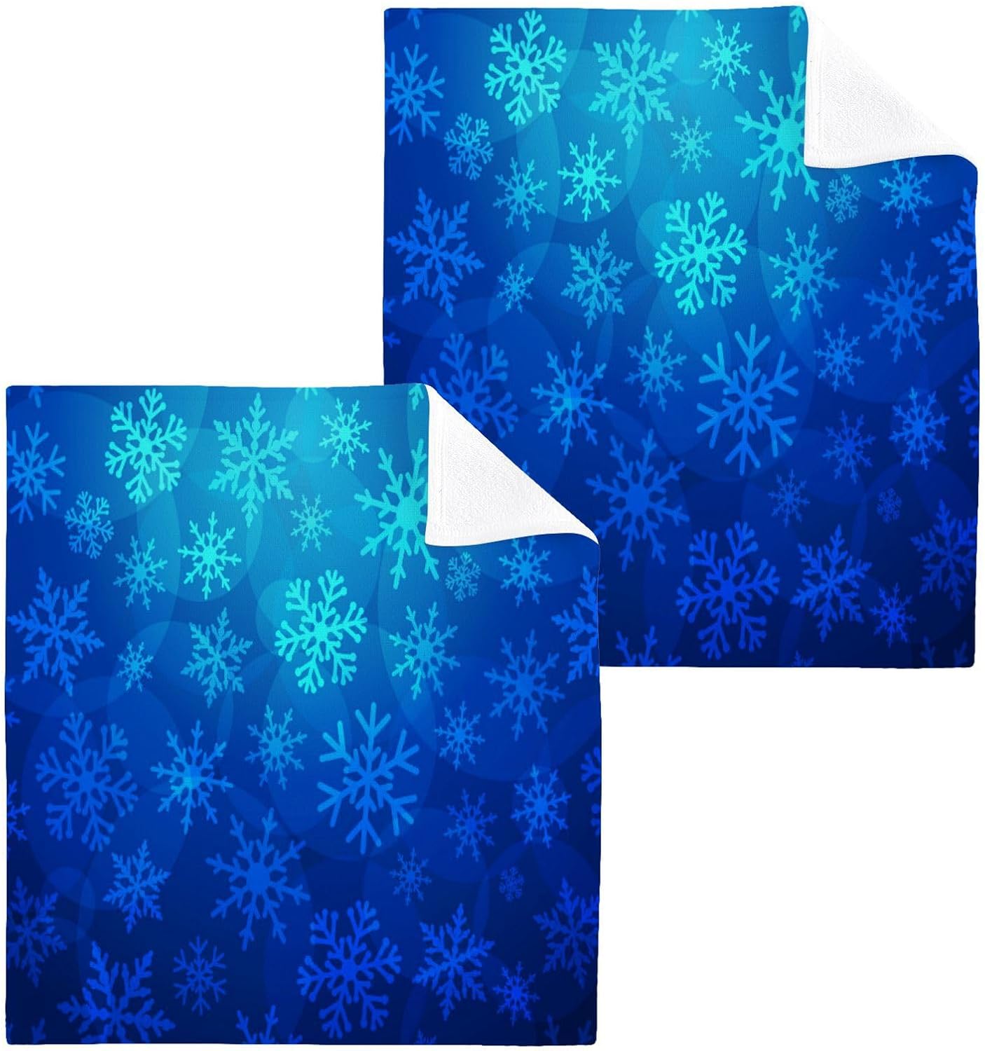 Blue Christmas Snowflakes Soft Washcloth