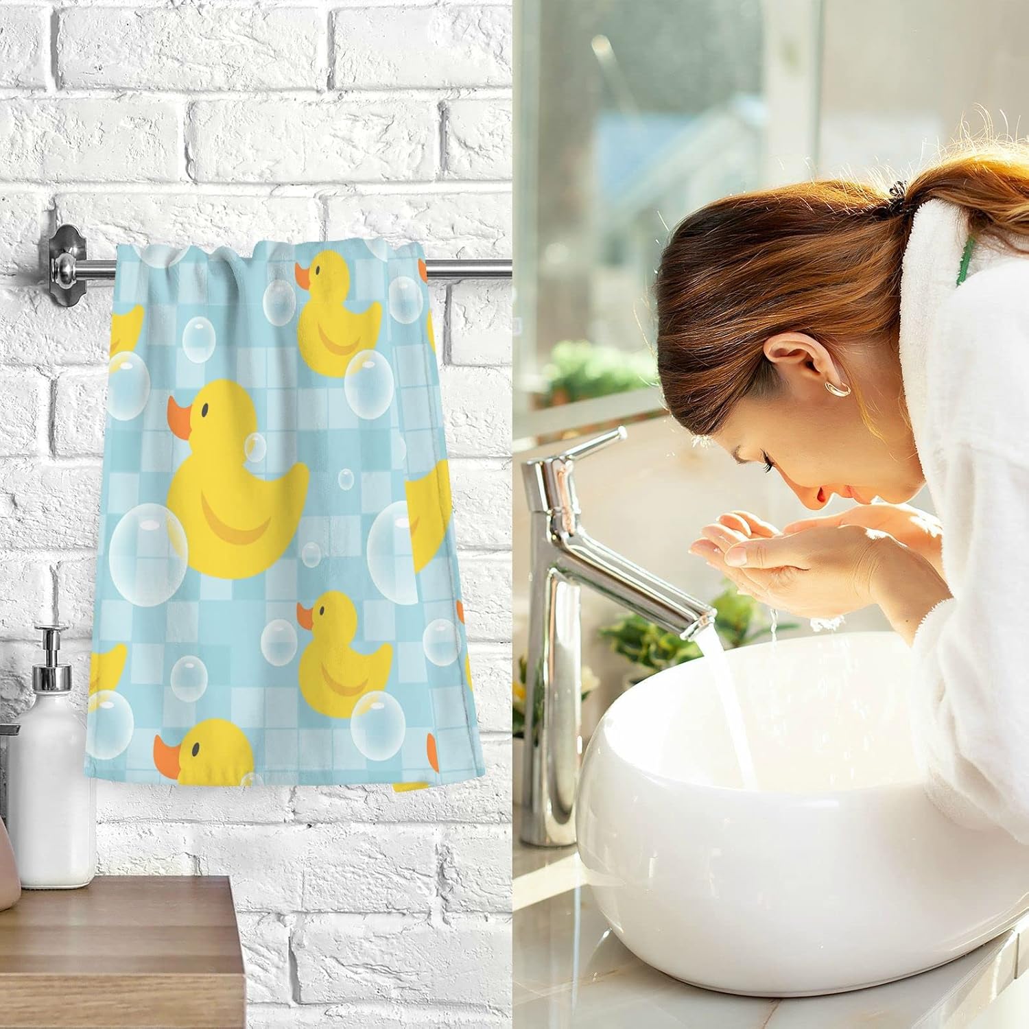 Pfrewn Yellow Ducks Bath Towel Set - 16x30