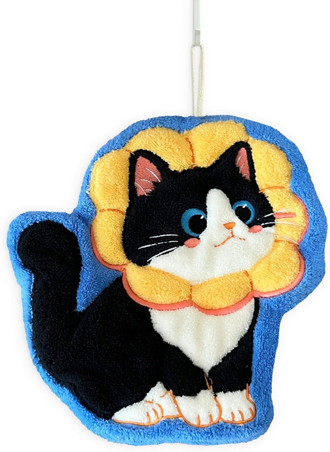 JFFTLL Yellow Flower Tuxedo Cat Hand Towels