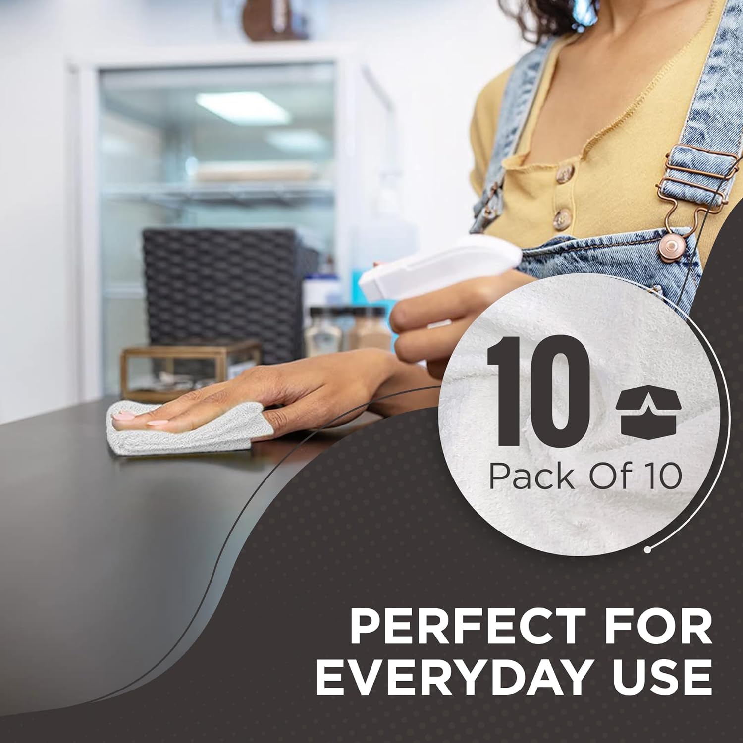 10-Pack Soft Absorbent Cotton Wash cloths for Home Kitchen