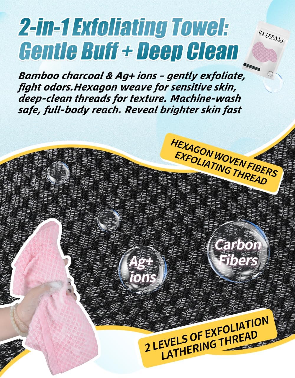 The BLISSAL Exfoliating Towel - Crisp Fresh and Exfoliating