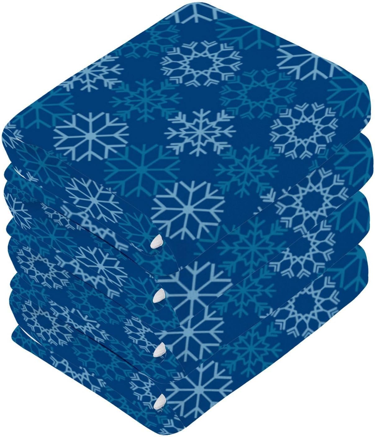 YETTASBIN Blue Snowflake Washcloths 2 Pack