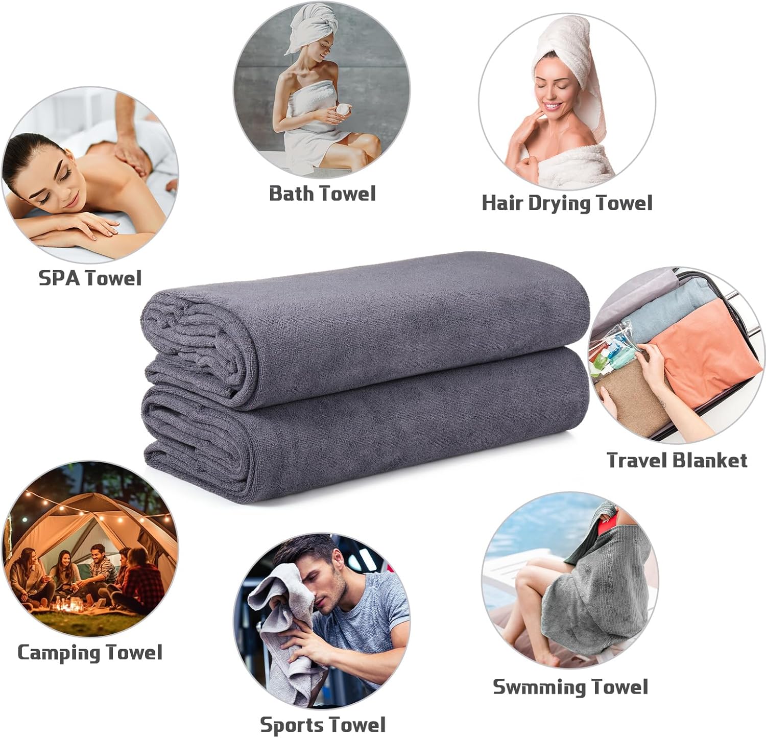 Mixweer 40 x 80 Inch Oversized Fleece Bath Towel