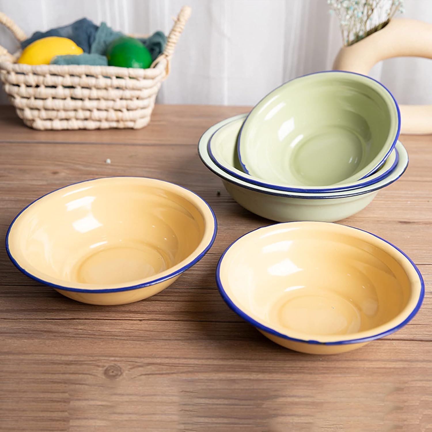 Bluelanss Unbreakable Enamel Cereal Bowl Lightweight and Durable for Home Kitchen