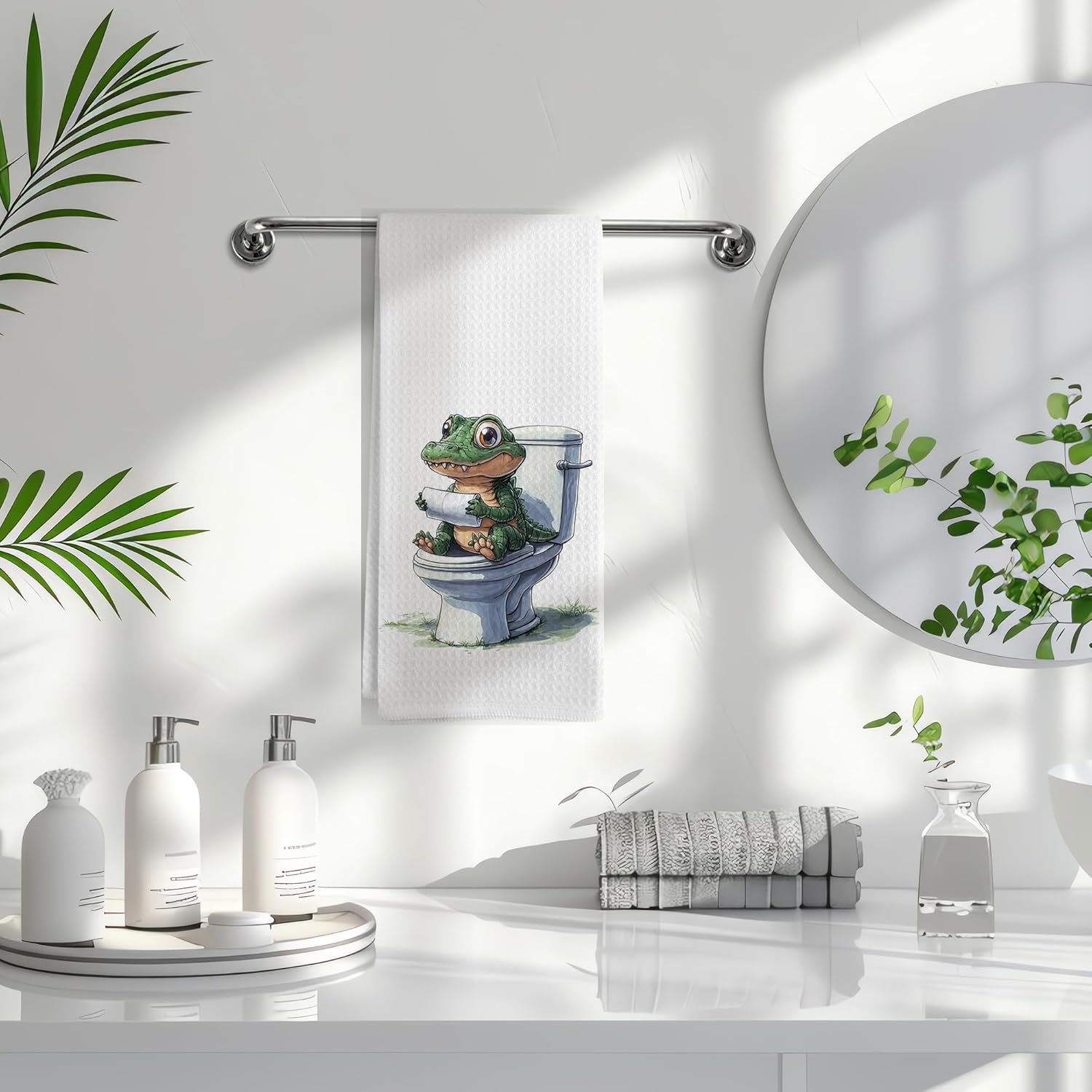Alligator-themed 16x24-inch hand towels for bathroom and kitchen