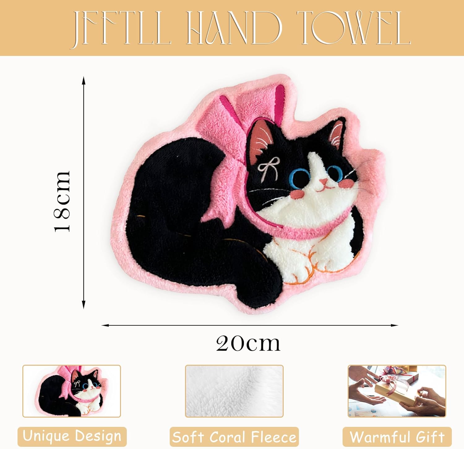 Coquette Pink Bow Cat Hand Towels