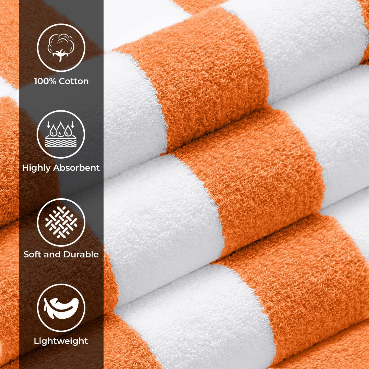Avalon Towels Cabana Beach Towels 4-Pack 30x60 inches Orange Stripe