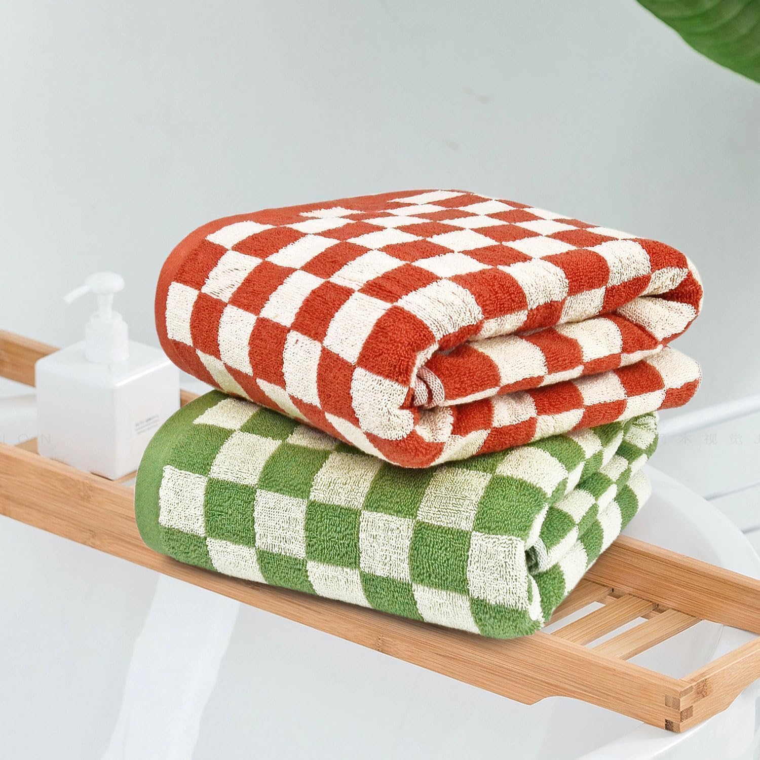 2-Piece Checkered Bath Towels 55x275 Brand Jacquotha