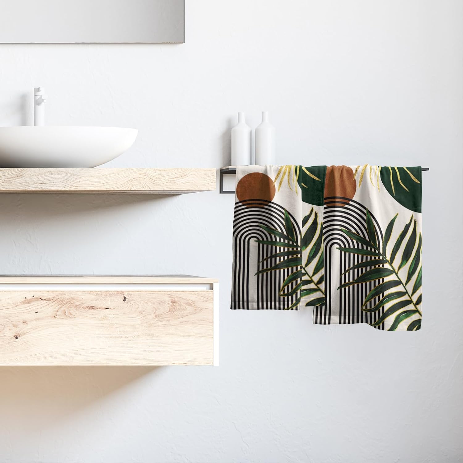 Giwawa Boho Leaves Hand Towels Set of 2 Soft Kitchen Dish Towels