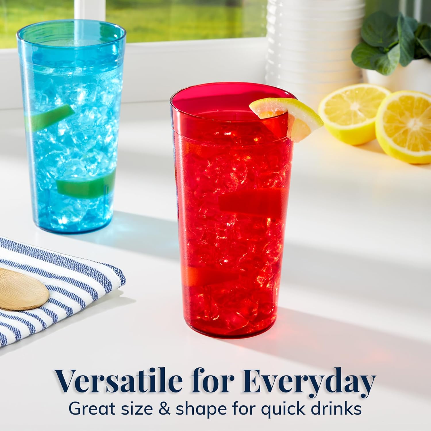 US Acrylic Disposable Tumblers 20-ounce Stackable BPA-Free Set of 16