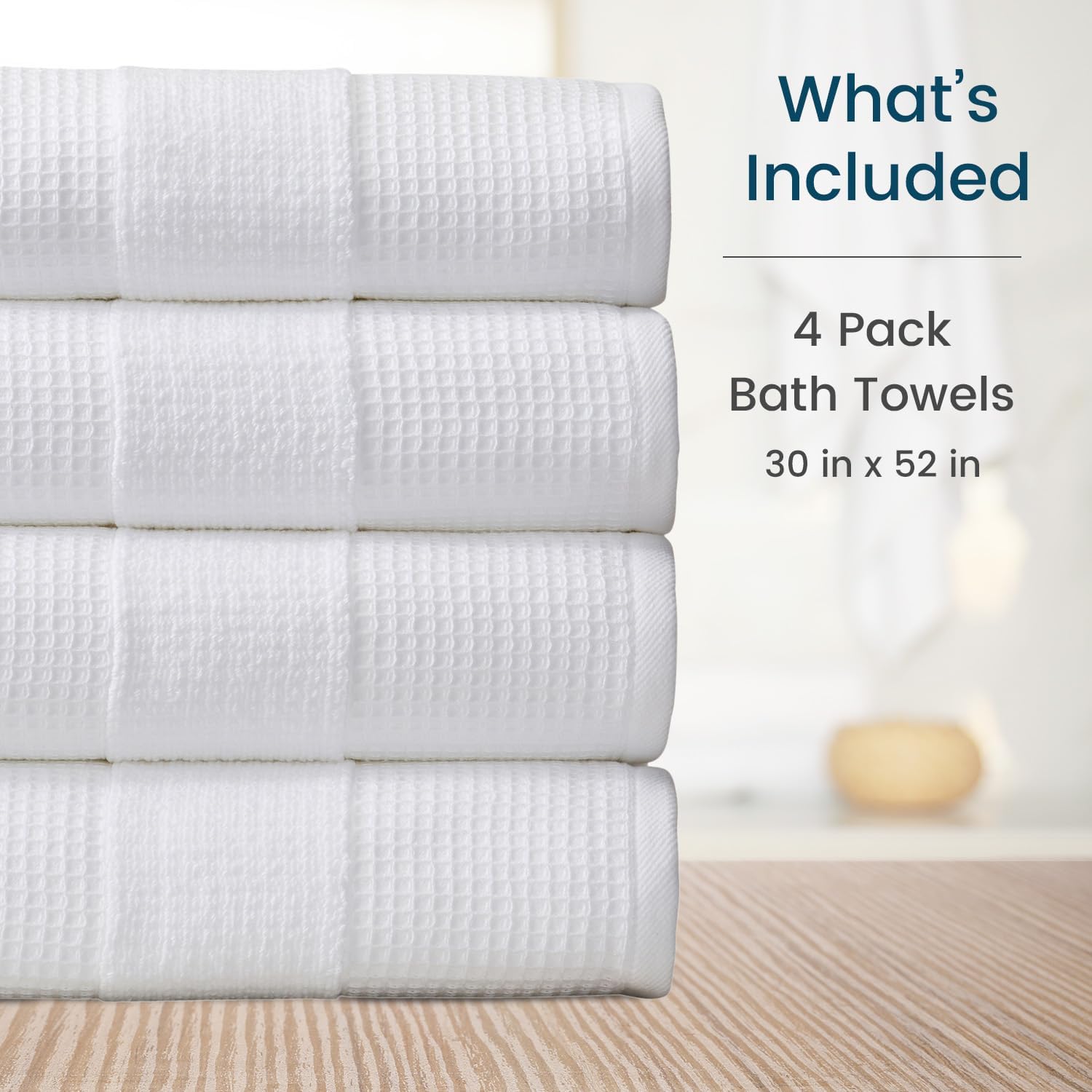 Aire Raine 100 Cotton Waffle Bath Towels Set - 4