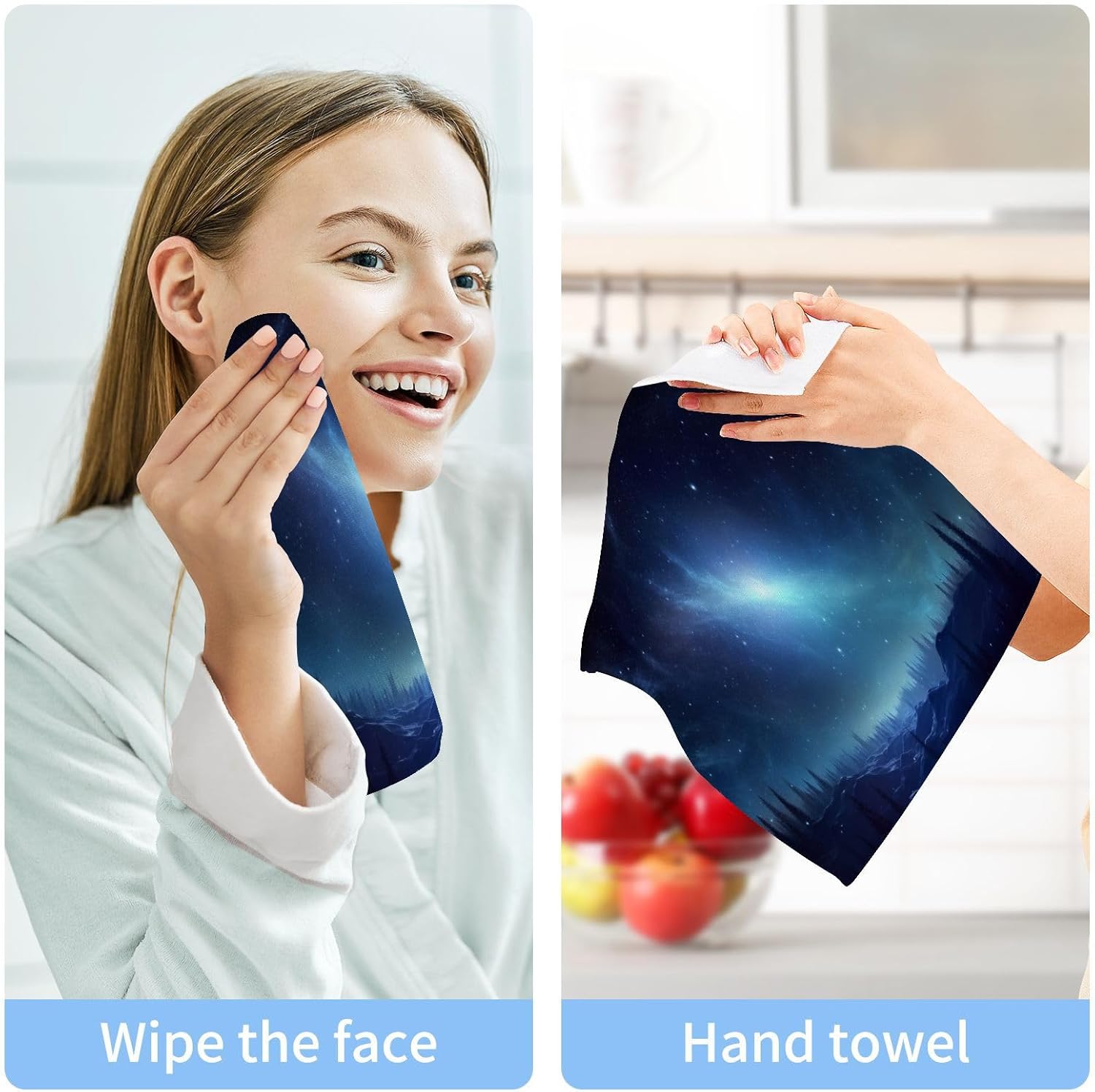 Blue Sky Washcloths - 2-Pack of Soft Absorbent Reusable Face Towels