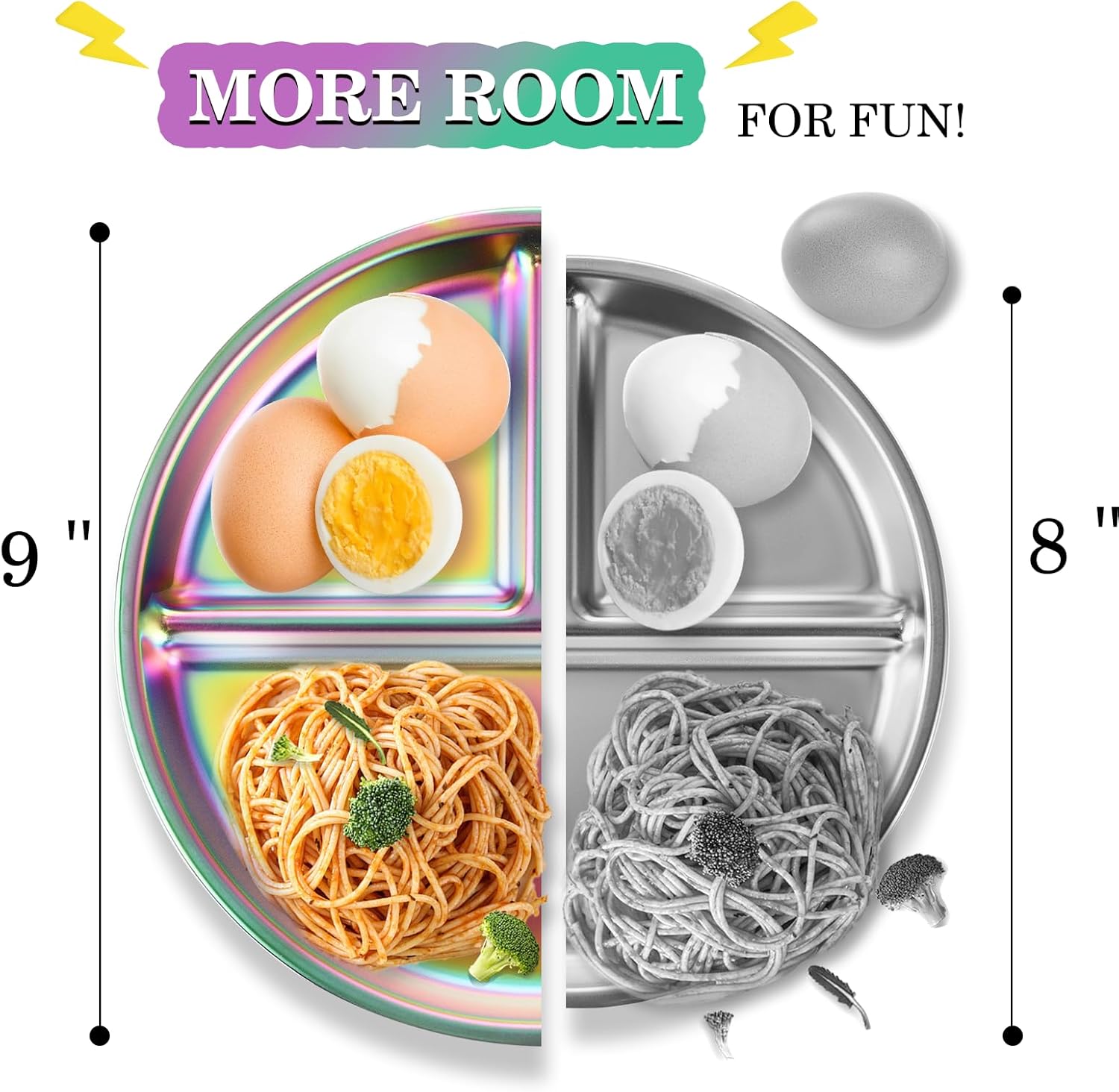 Rainbow 9 Stainless Steel Toddler Plate Set