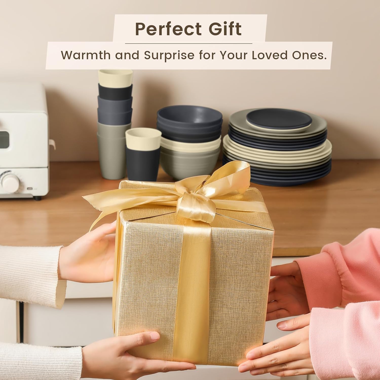 Homienly Kitchen Wheat Straw Dinnerware Set 40PCS