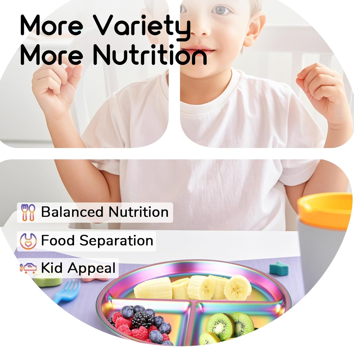 Rainbow 9 Stainless Steel Toddler Plate Set