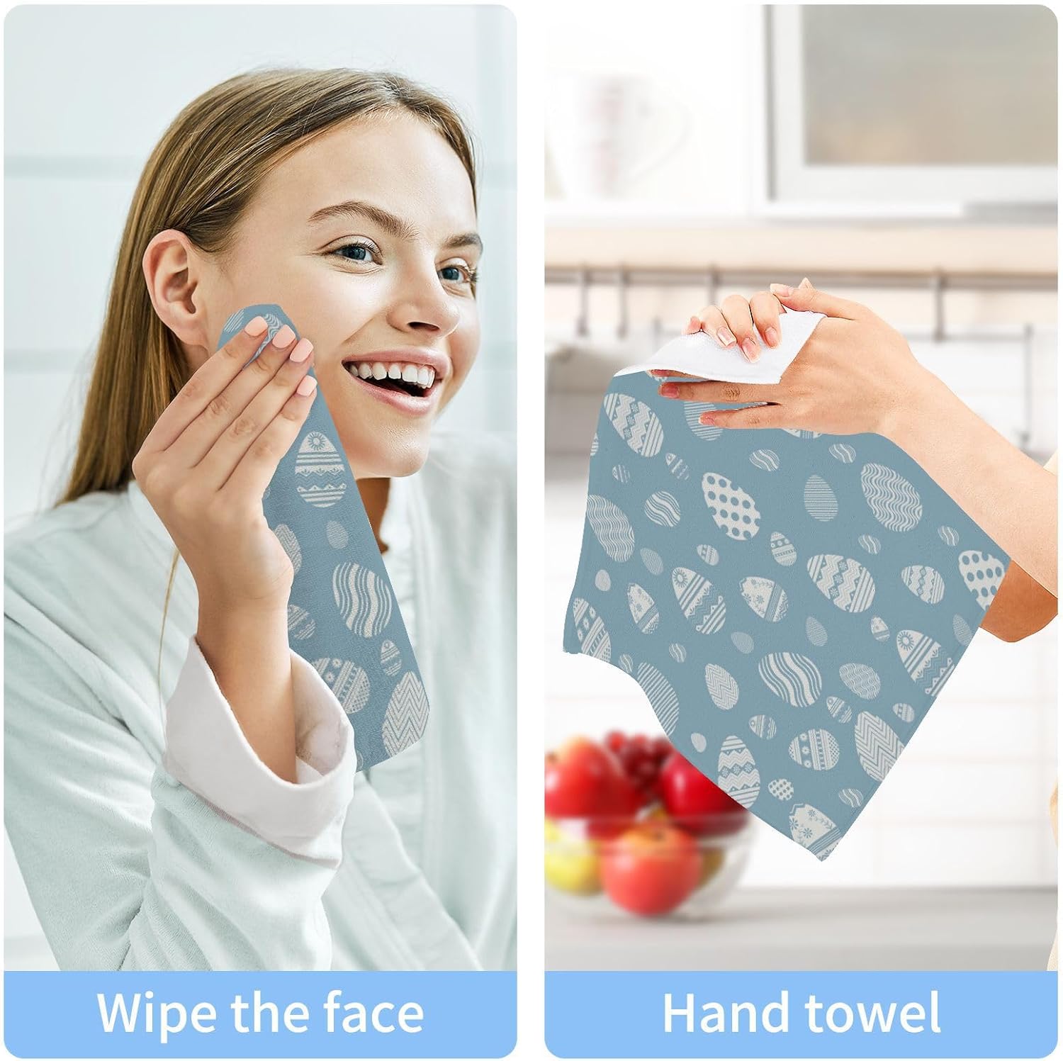 Easter Egg Washcloth Set 2P - Soft Absorbent Reusable for Babies Kids