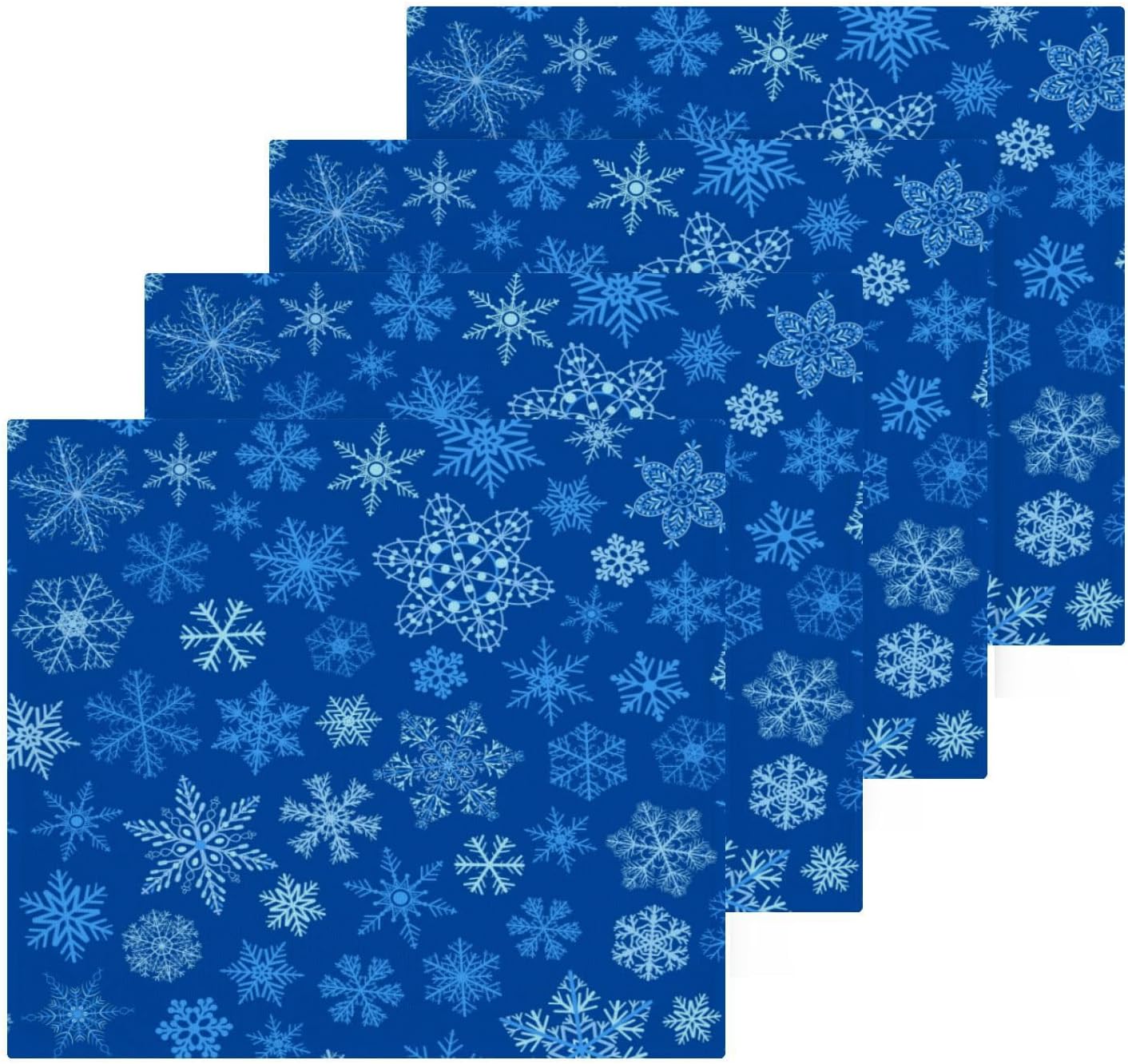 Christmas Blue Snowflake Soft Reusable Washcloth Set for BathroomBedtime