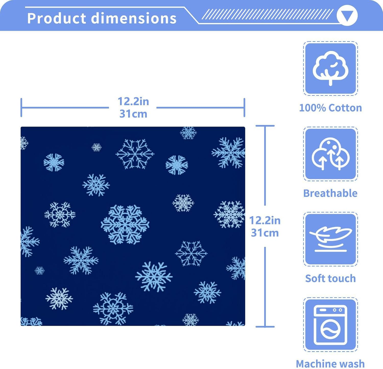 YETTASBIN Blue Snowflake Washcloths 2 Pack 2
