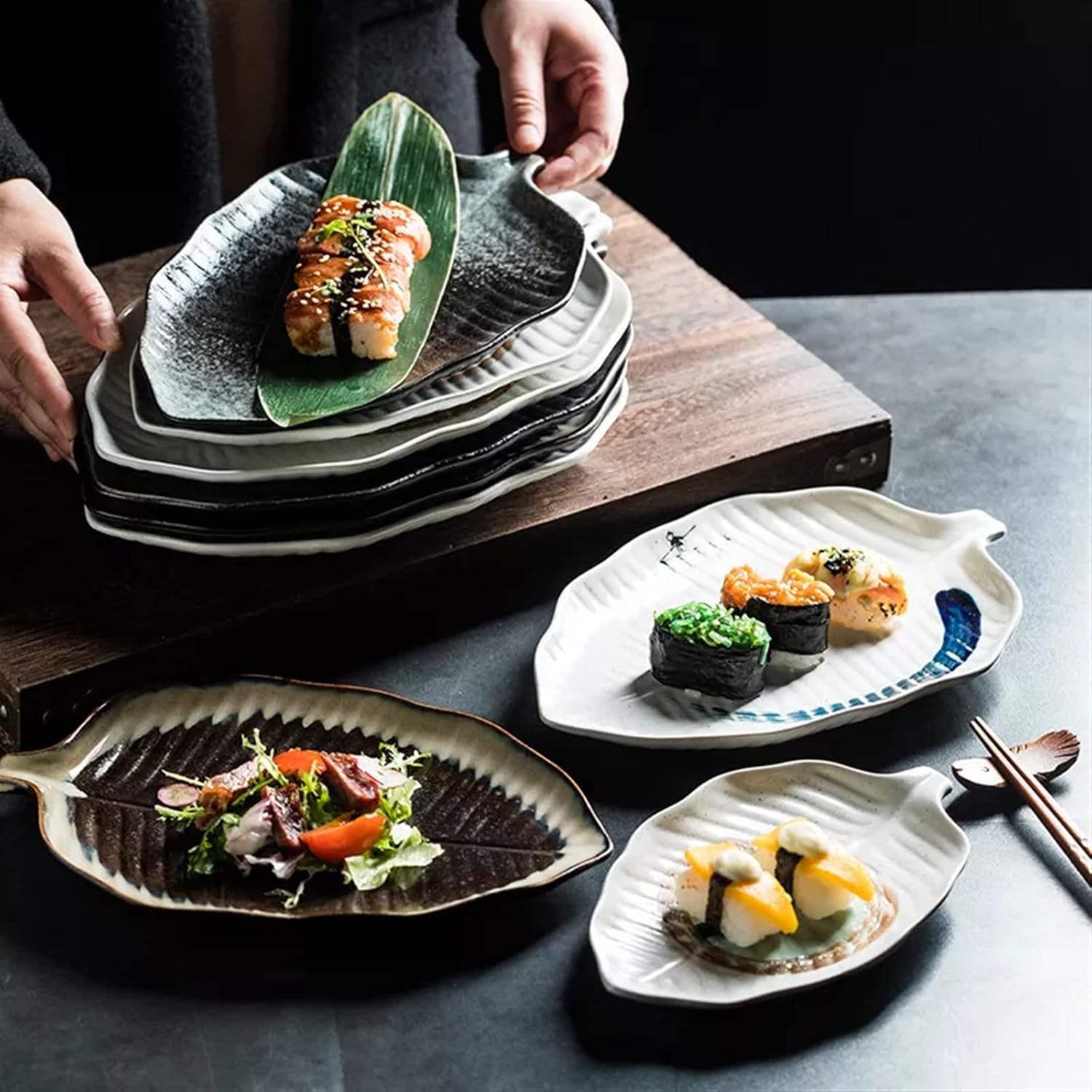 Ceramic Leaf Dinner Plates