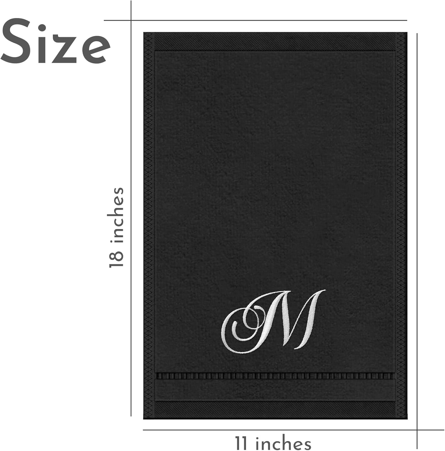 KLL Monogrammed Towels Set - 11x18 Inch Fingertip Embroidered Towels for Bathroom
