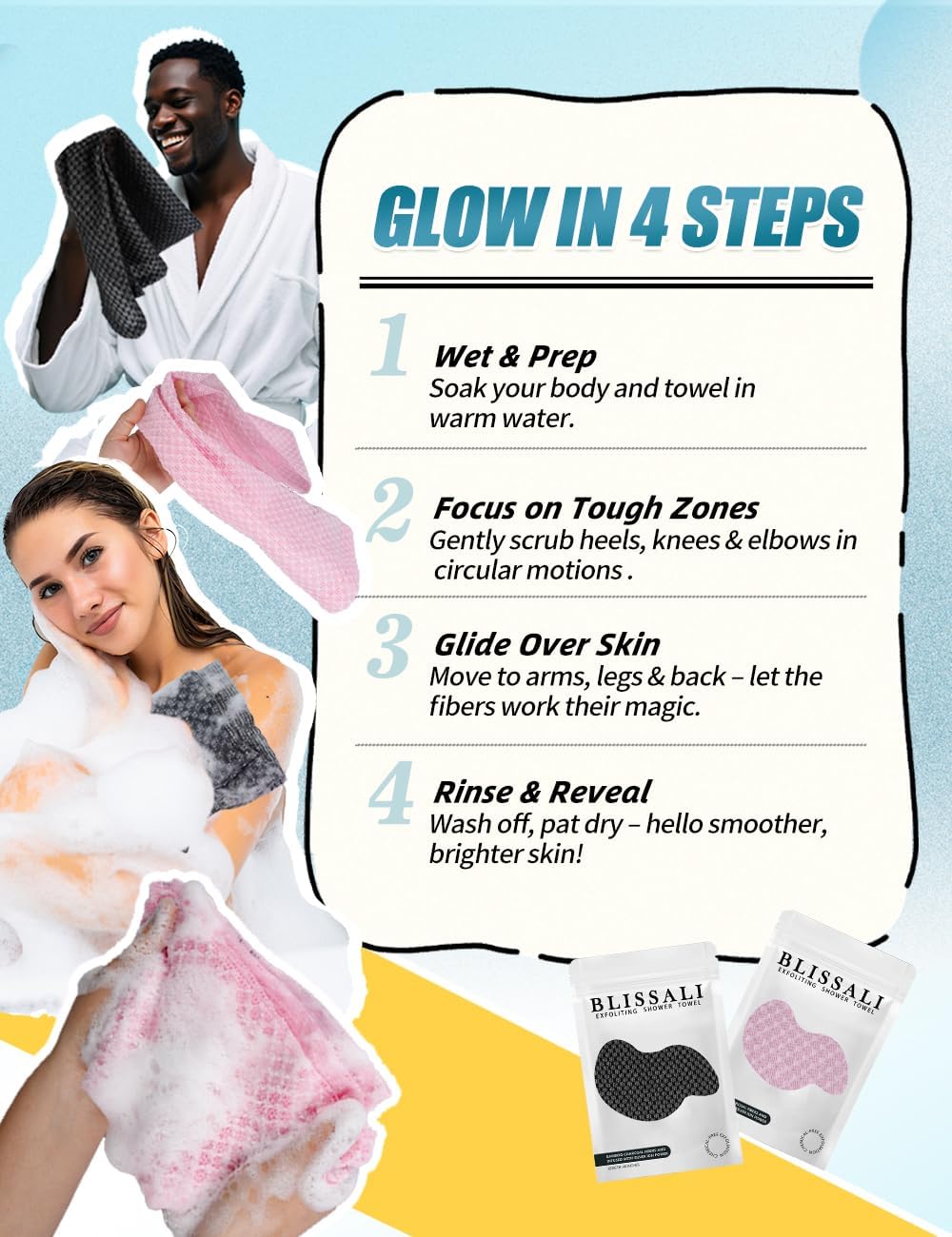 The BLISSAL Exfoliating Towel - Crisp Fresh and Exfoliating