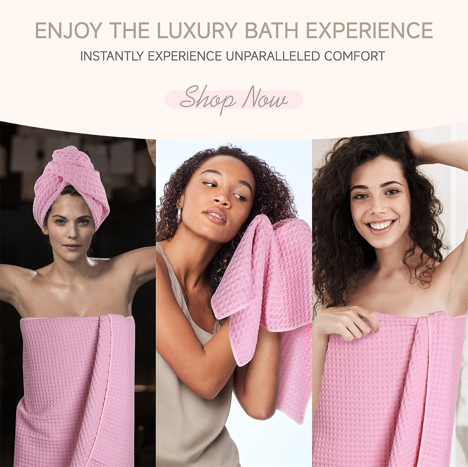 Oversize bath towel set with 4 pieces microfiber waffle bath towels
