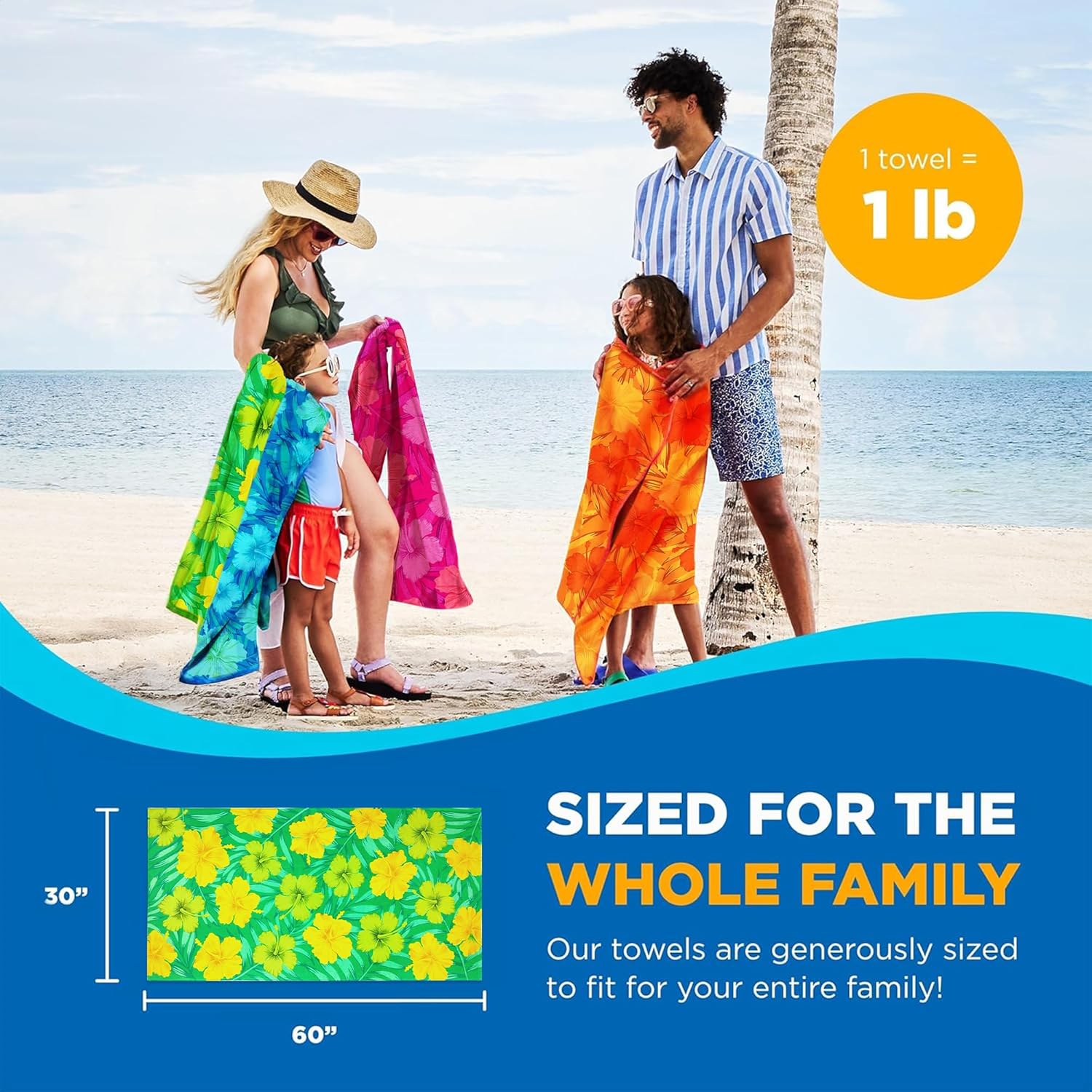 Chic Trendy 4-Pack of 30x60 Beach Towels for Adults Kids