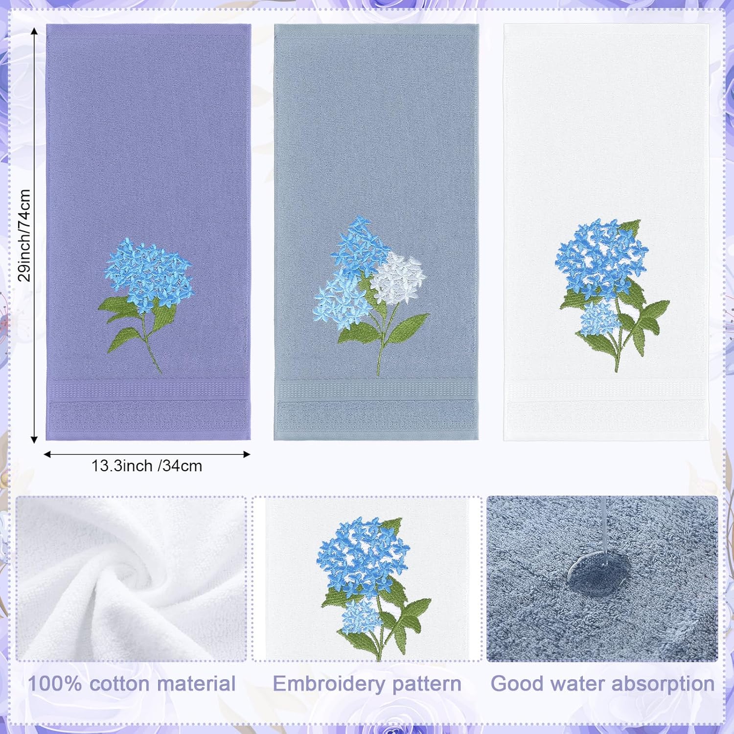 Gather a soft summer vibe with our Tingjoo Blue Hydrangea Hand Towels