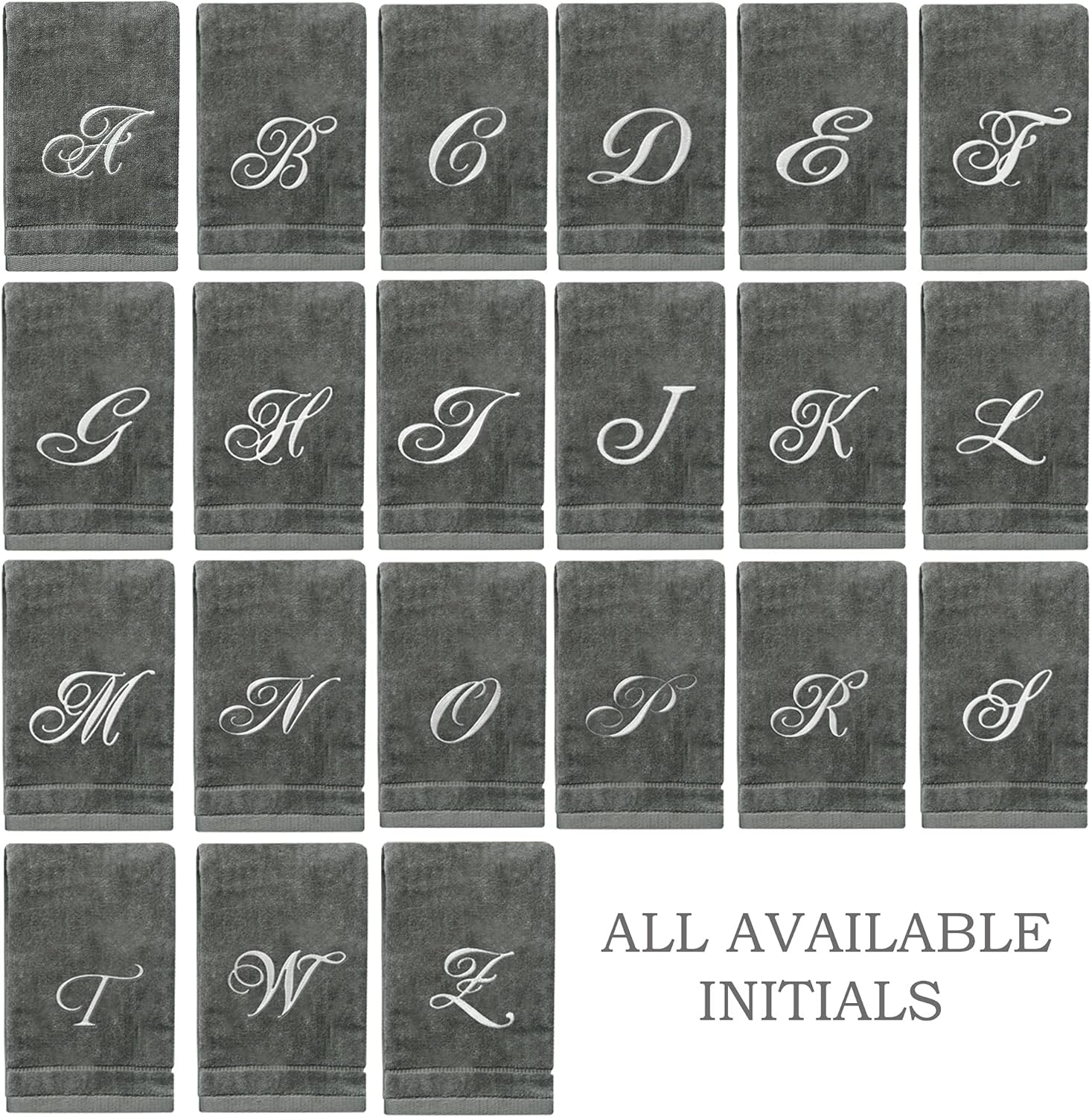 Monogrammed Towels Fingertip Silver Embroidered Towel Personalized Gift