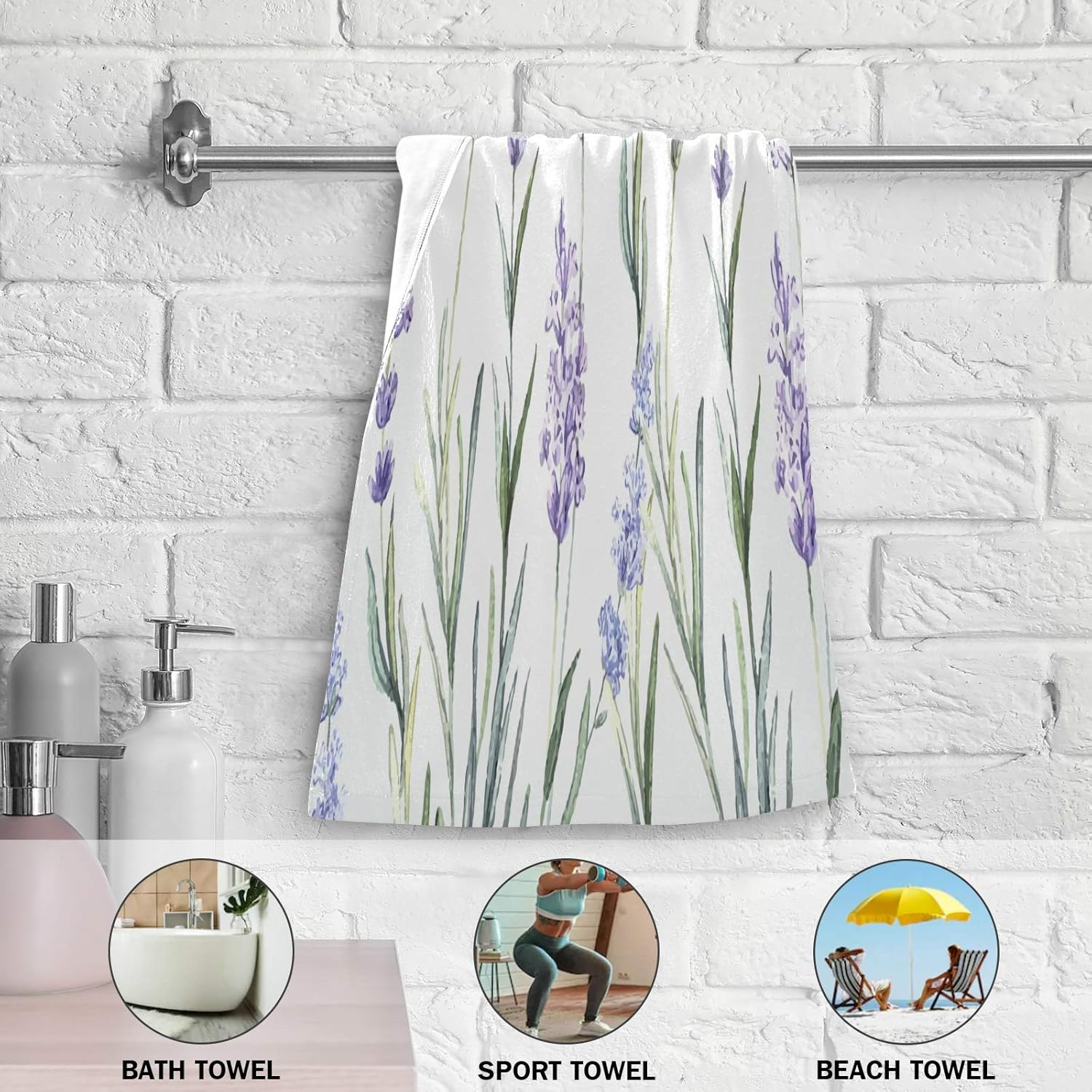Blueangle Watercolor Lavender Towels
