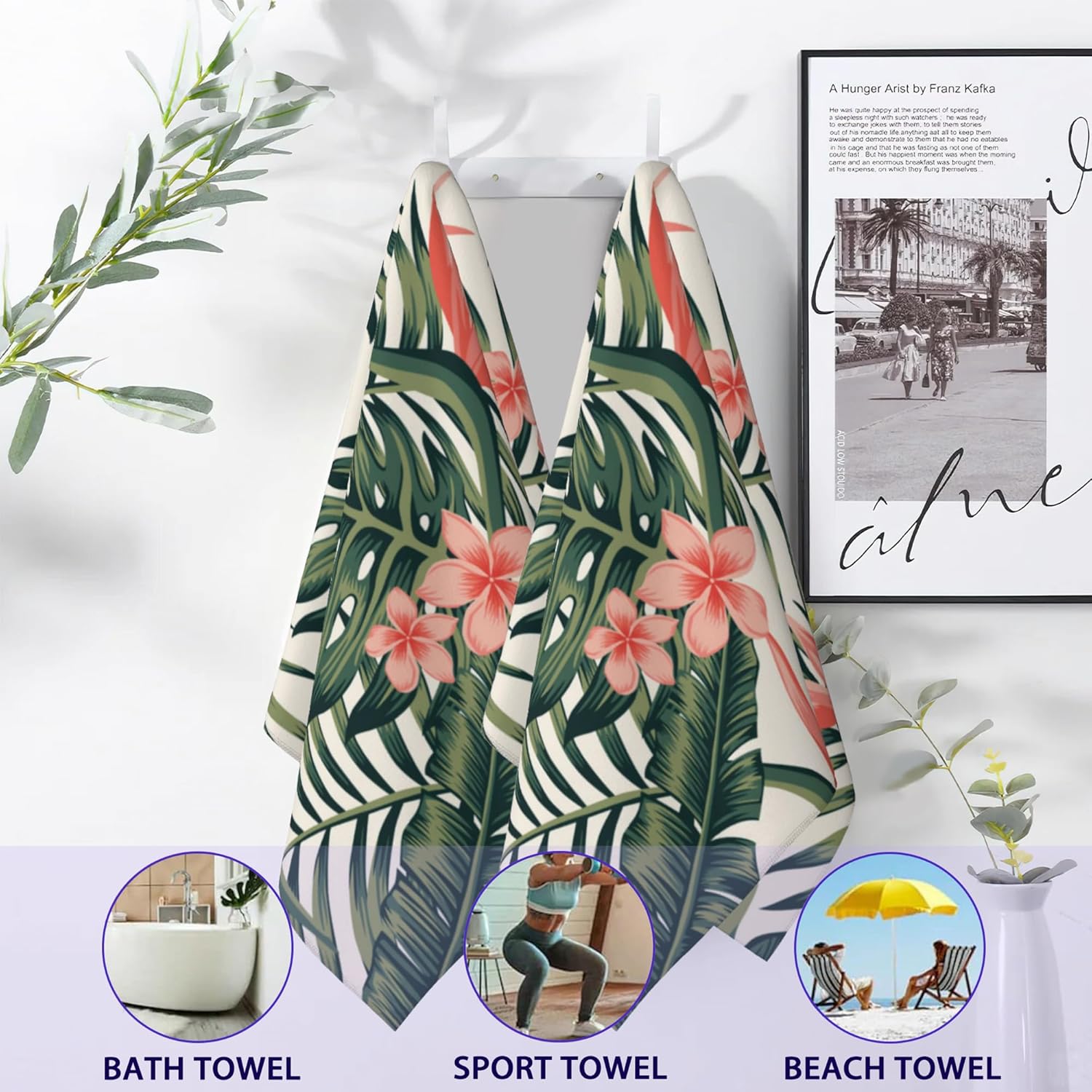 BIGXIUKA 14x28 Tropical Palm Leaf Hand Towel Set