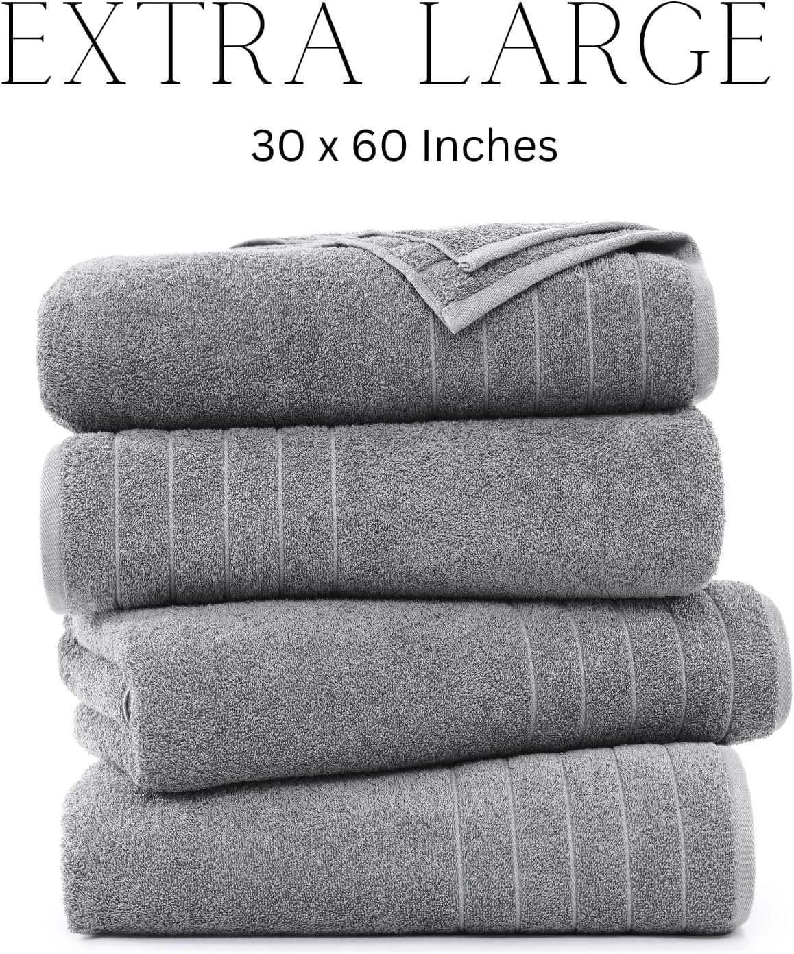 Casa Platino 4-Piece Bath Towels - Luxurious 3060 Cotton Soft Quick-Drying