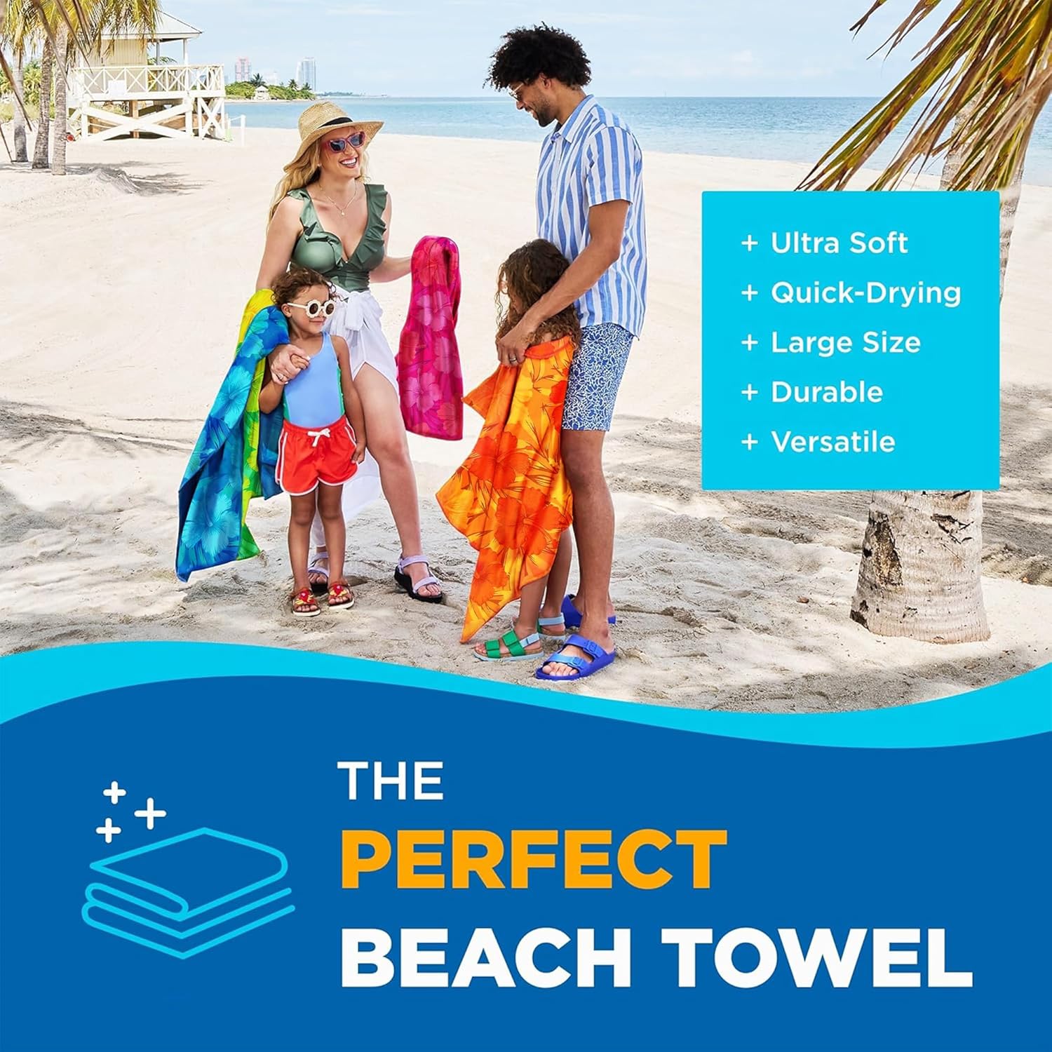 Chic Trendy 4-Pack of 30x60 Beach Towels for Adults Kids