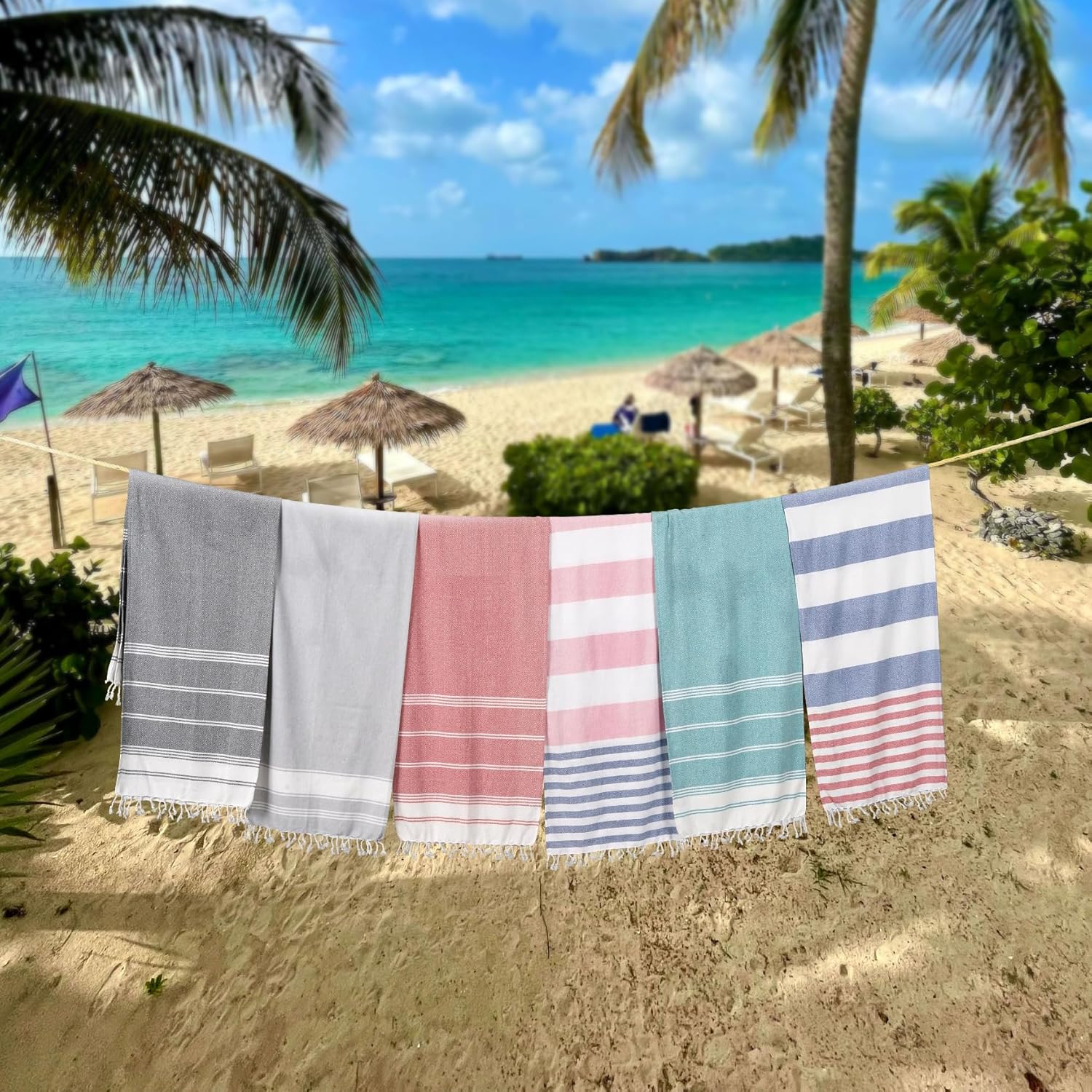 Lane Linen Pool Towels 6 Piece Oversized Quick Dry Set