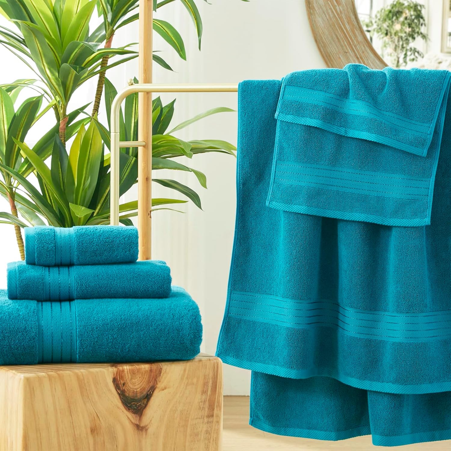 6-Pack Luxury Turkish Cotton Bath Towels for Soft Durable Use