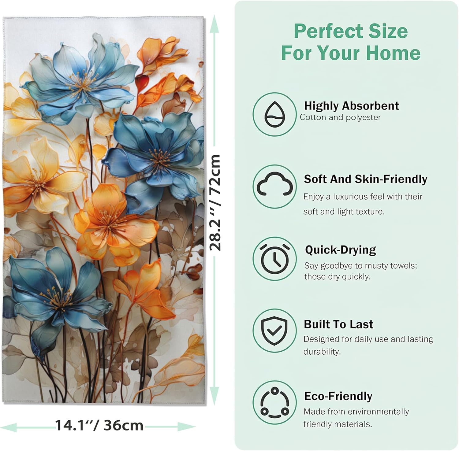 Vibrant Teal Hand Towels Set - Luxurious Bathroom Experience