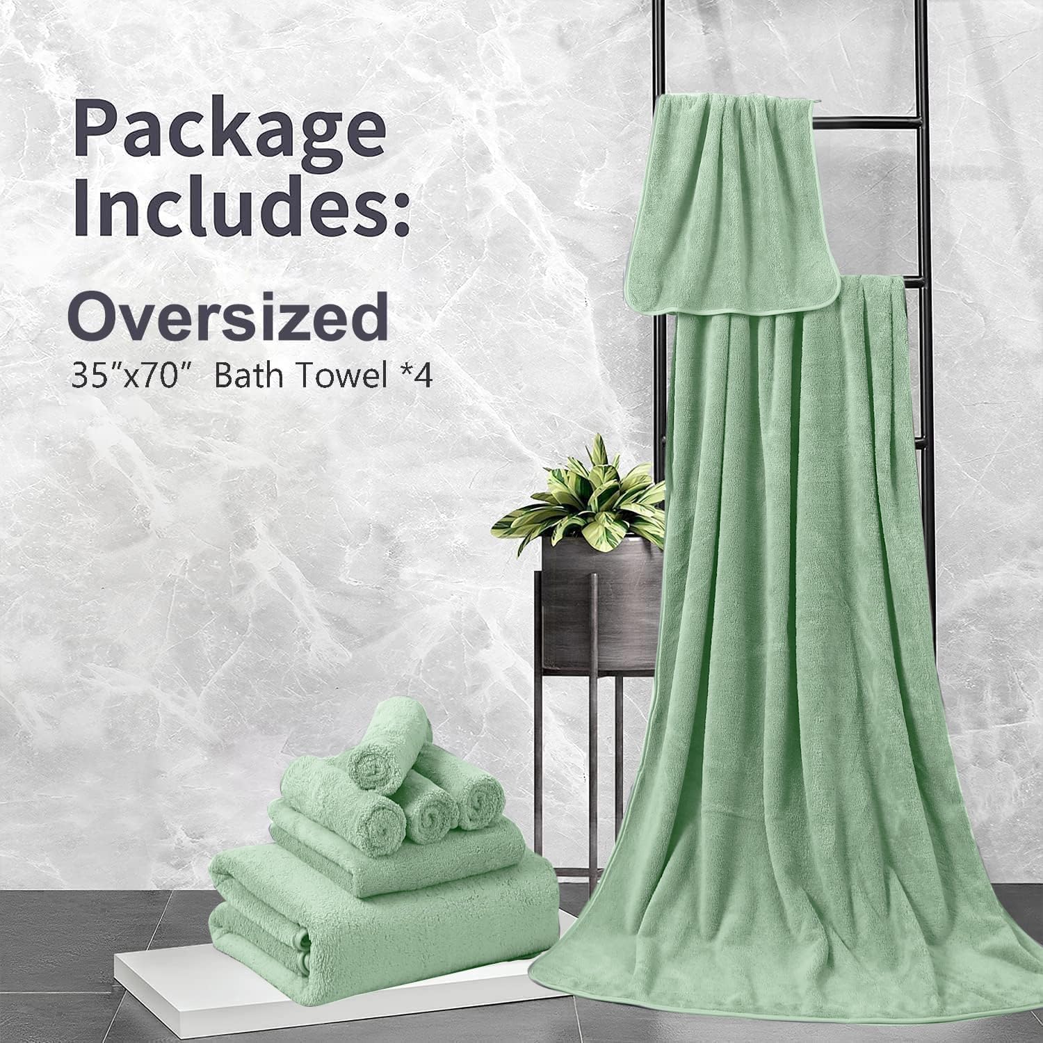 Junsey 4-Piece Oversized Bath Towels for Adults