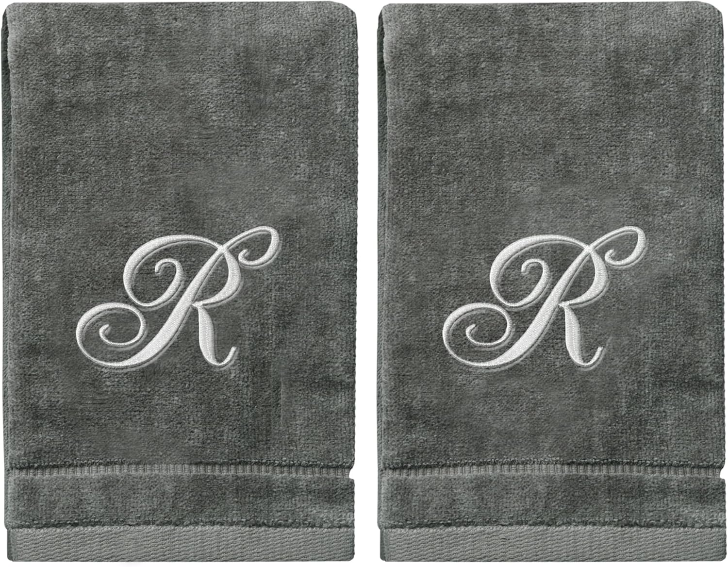 Monogrammed Towels Fingertip Silver Embroidered Towel Personalized Gift