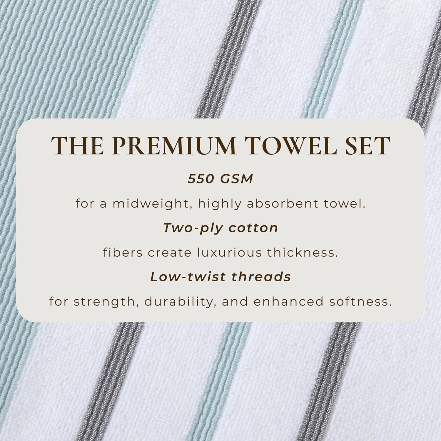 Great Bay Home Luxury Cotton 6-Piece Bath Towels Set EucalyptusGrey