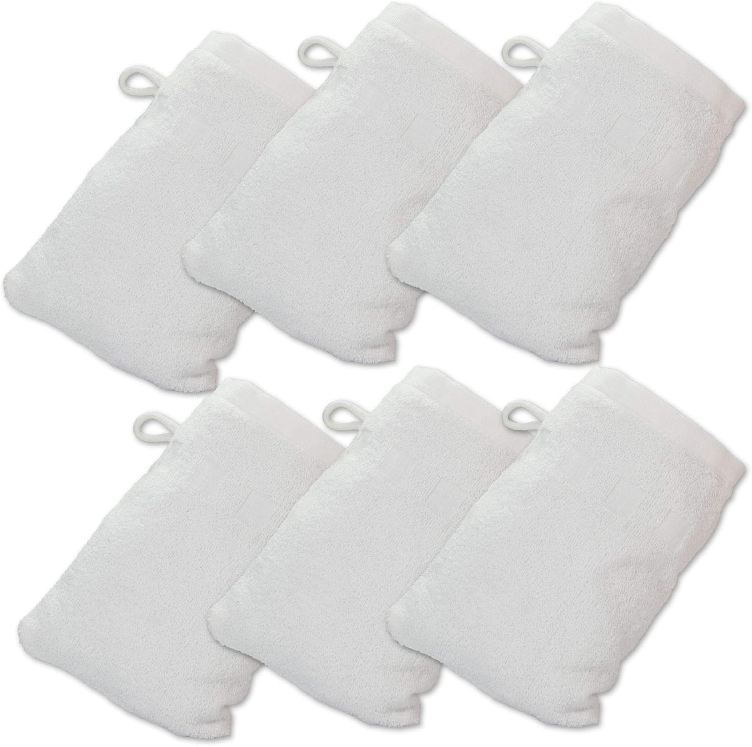 Made Easy Kit Bath Mitts - Set of 6 White - European Style Washcloth