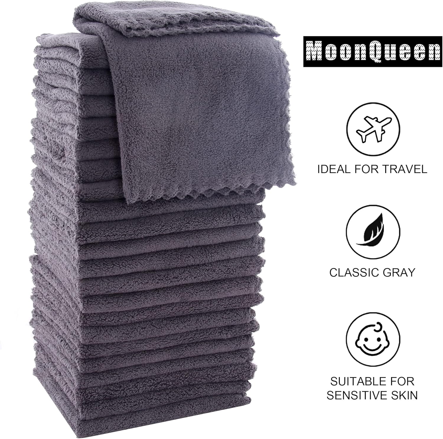 Luxury Soft Coral Velvet Washcloth Set