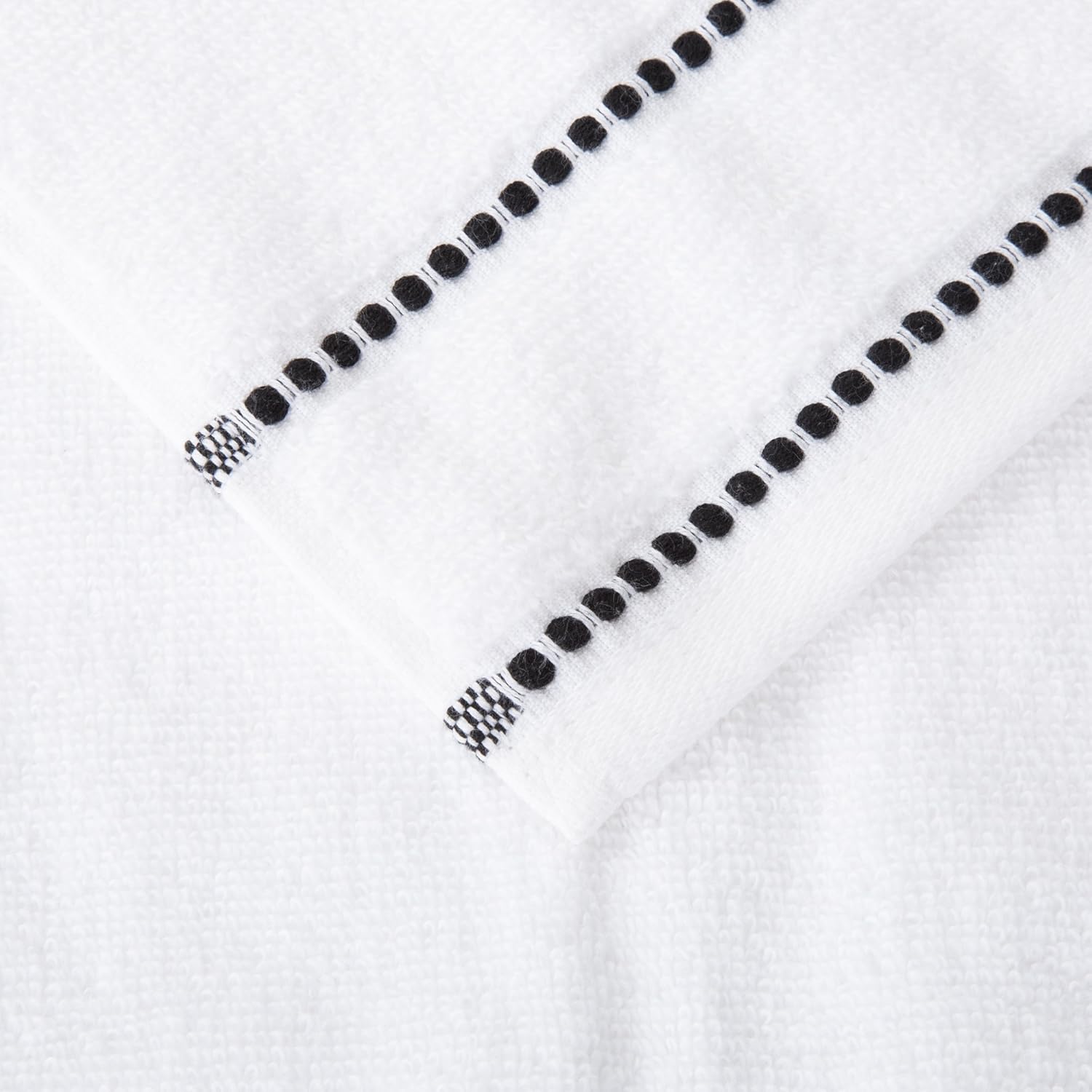 6PC Towel Set - 525 GSM 100 Cotton White Towels with Beaded Border