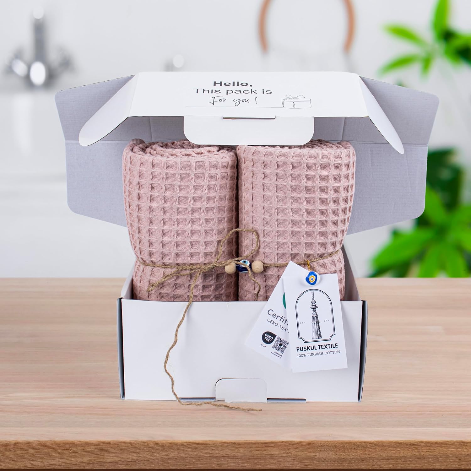Pack of 2 Luxury Waffle Weave Bath Towels 100 Turkish Cotton