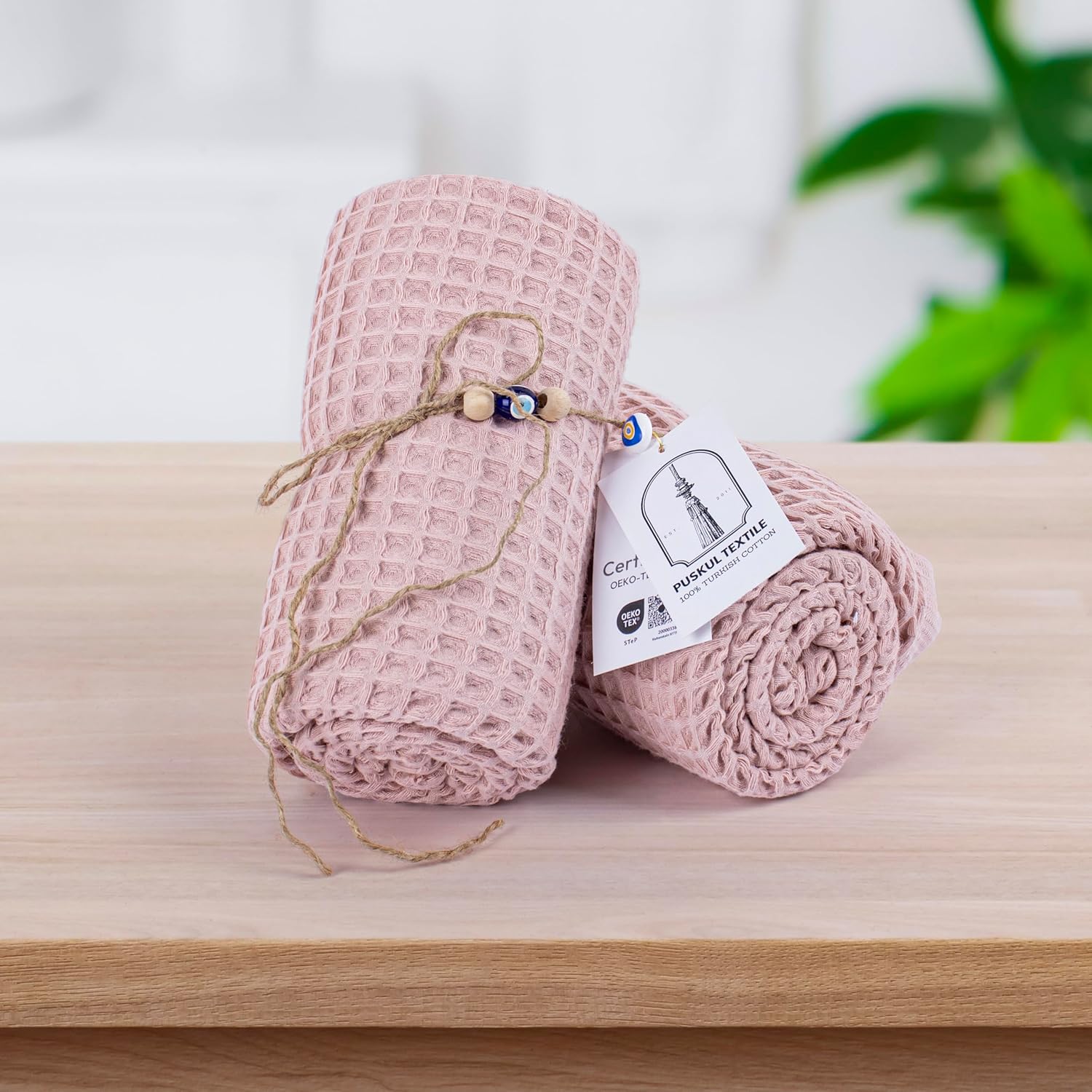 Pack of 2 Luxury Waffle Weave Bath Towels 100 Turkish Cotton