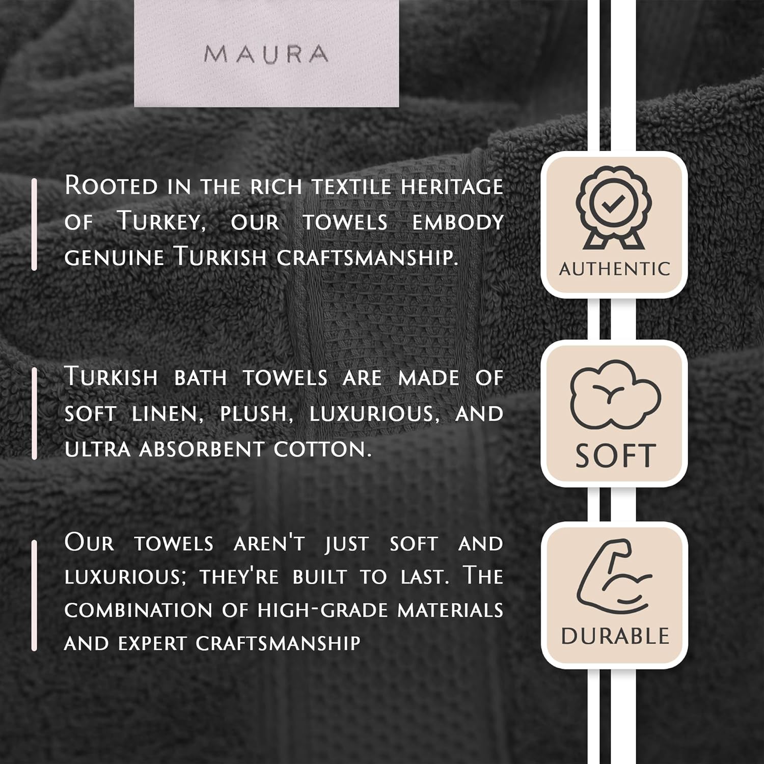 MAURA Luxury Turkish Cotton Bath Towels Set - Extra Large