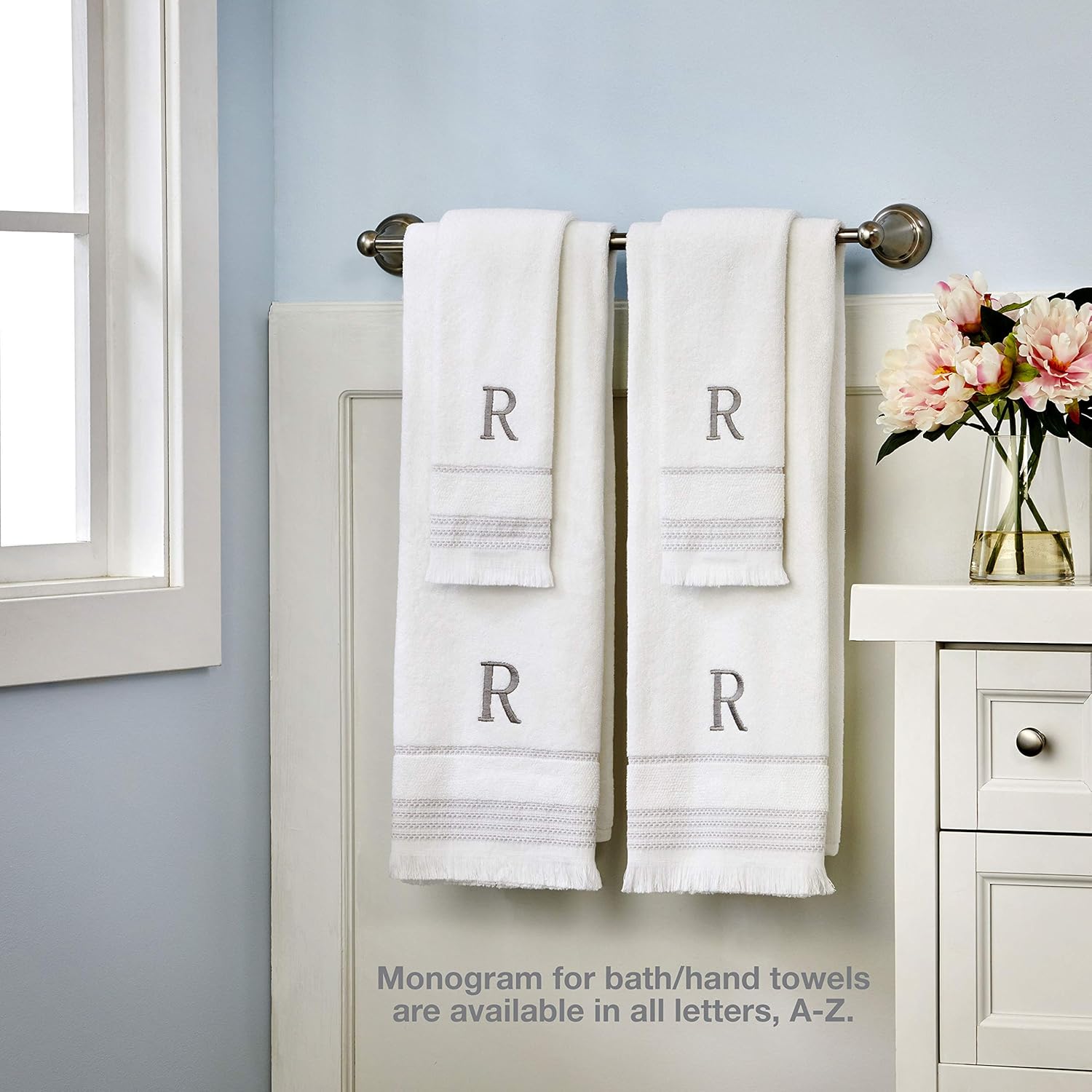 casual hand towel set with monogram design
